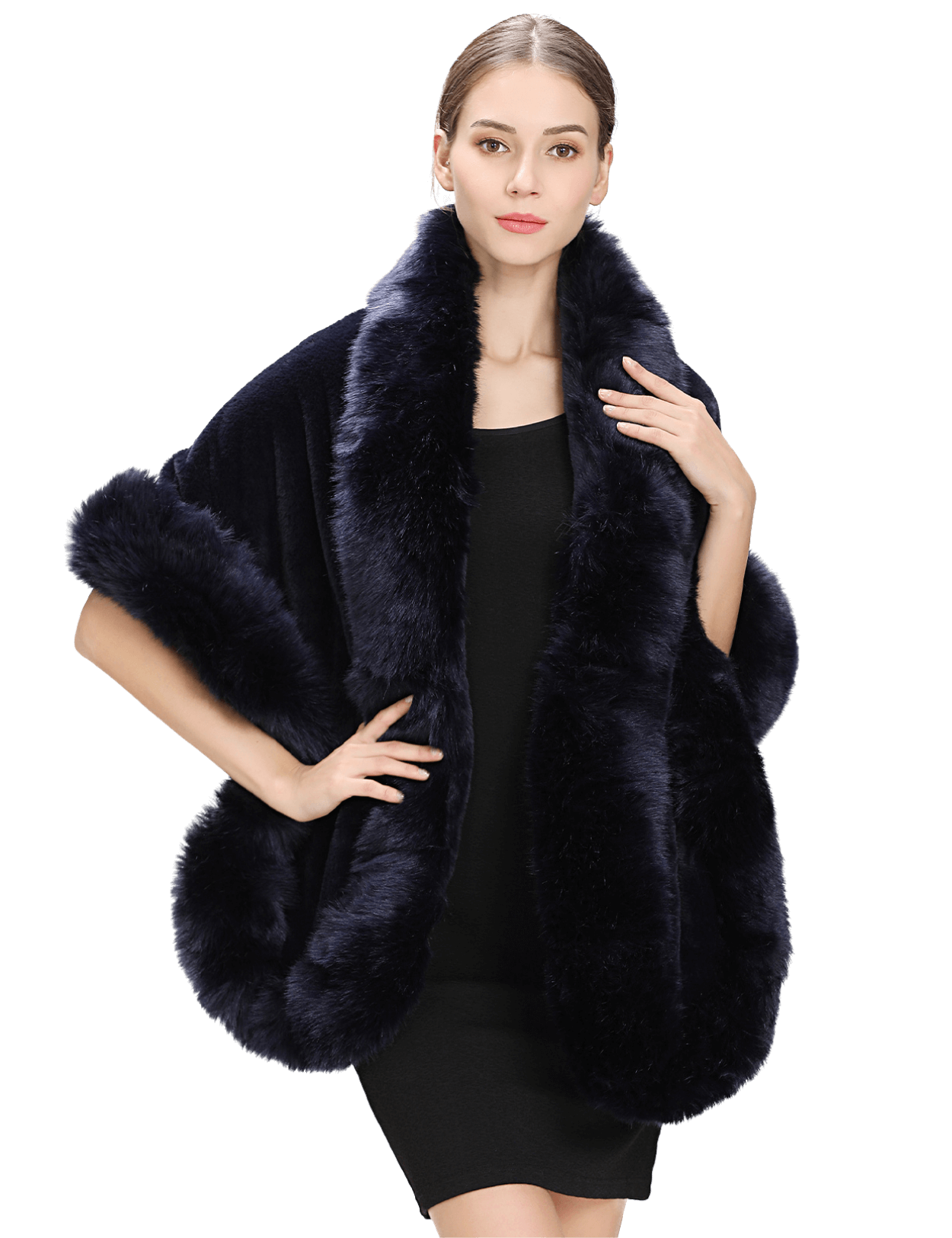 Luxury faux fur shawl for bridal wedding and evening dresses