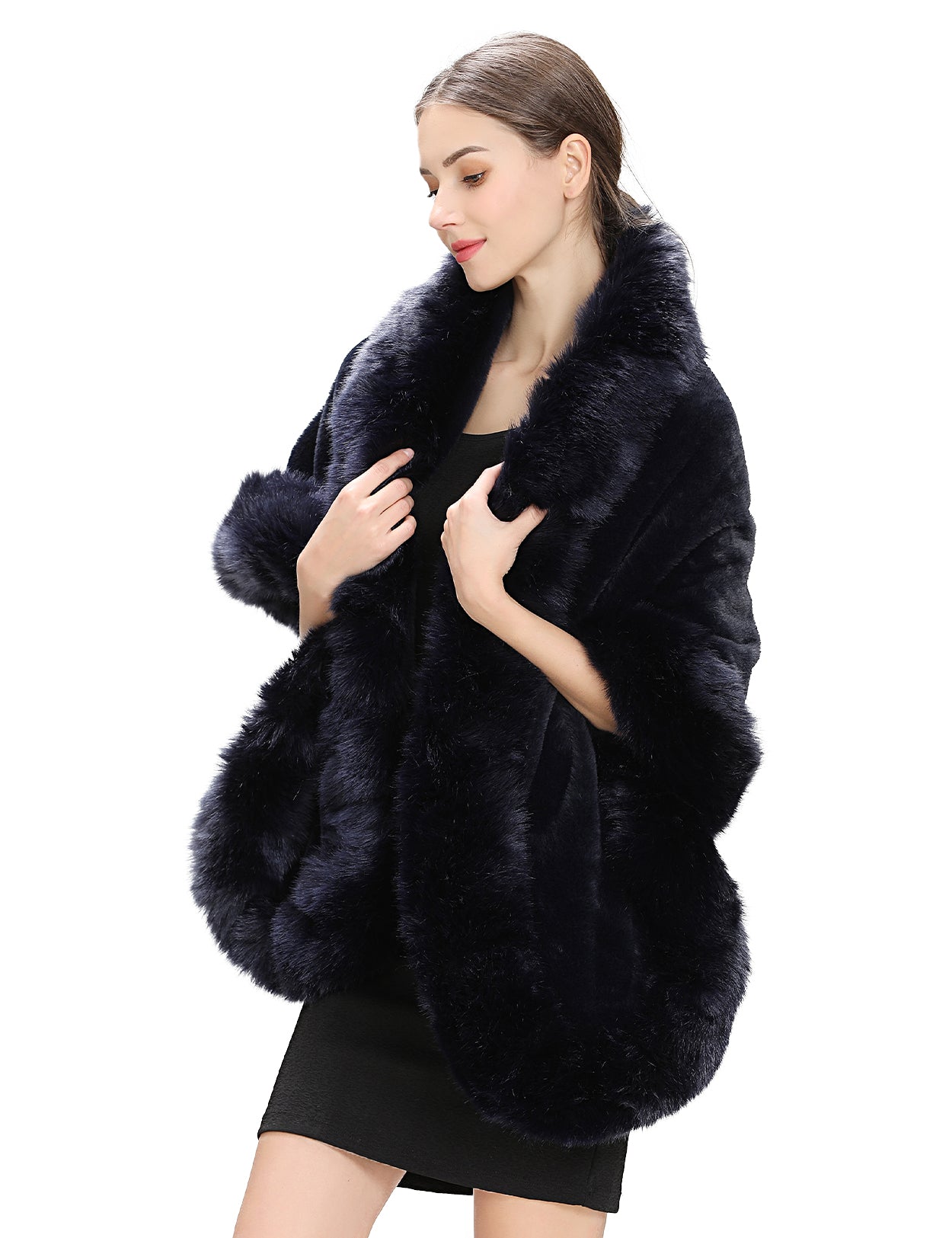 Luxury faux fur shawl for bridal wedding and evening dresses