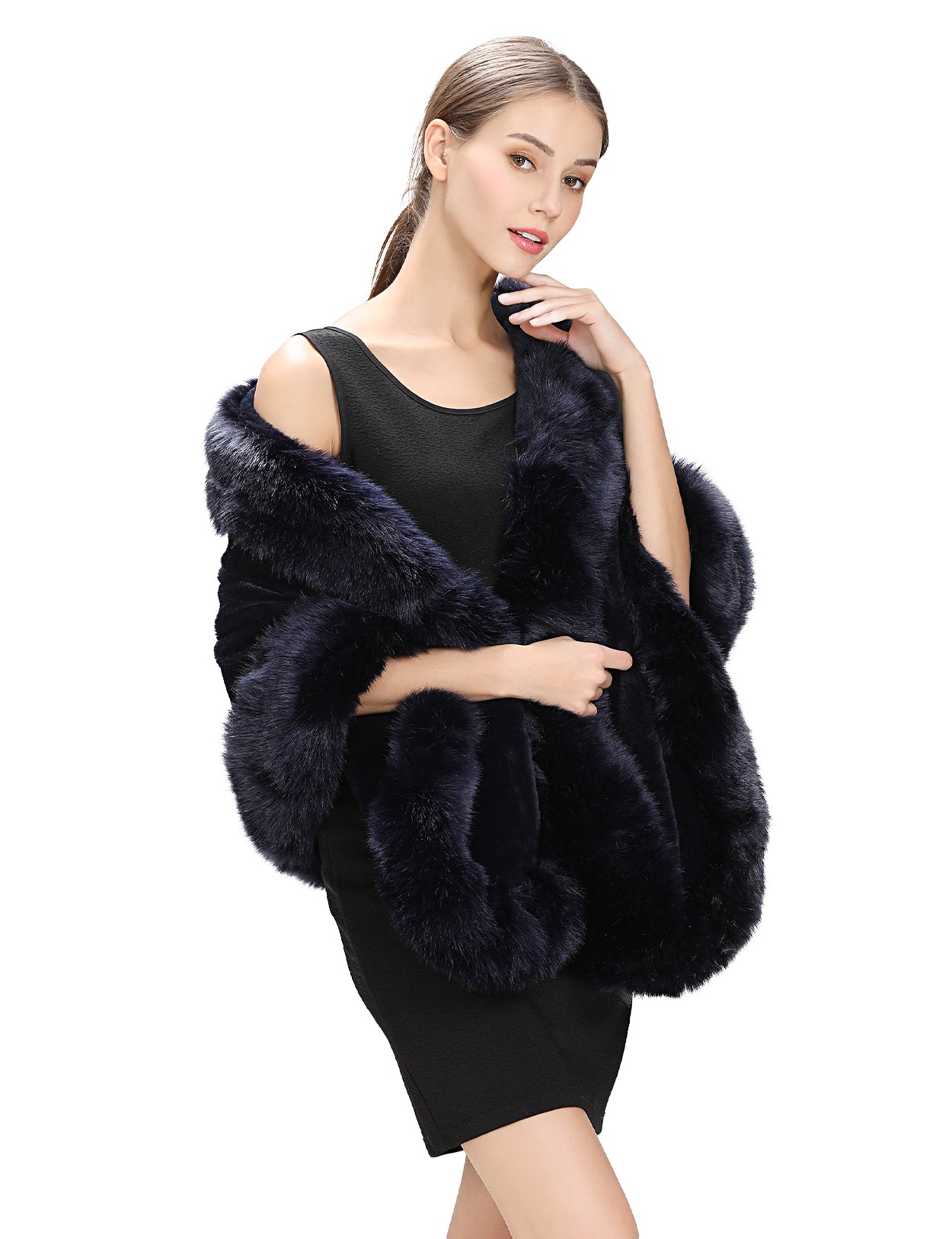 Luxury faux fur shawl for bridal wedding and evening dresses