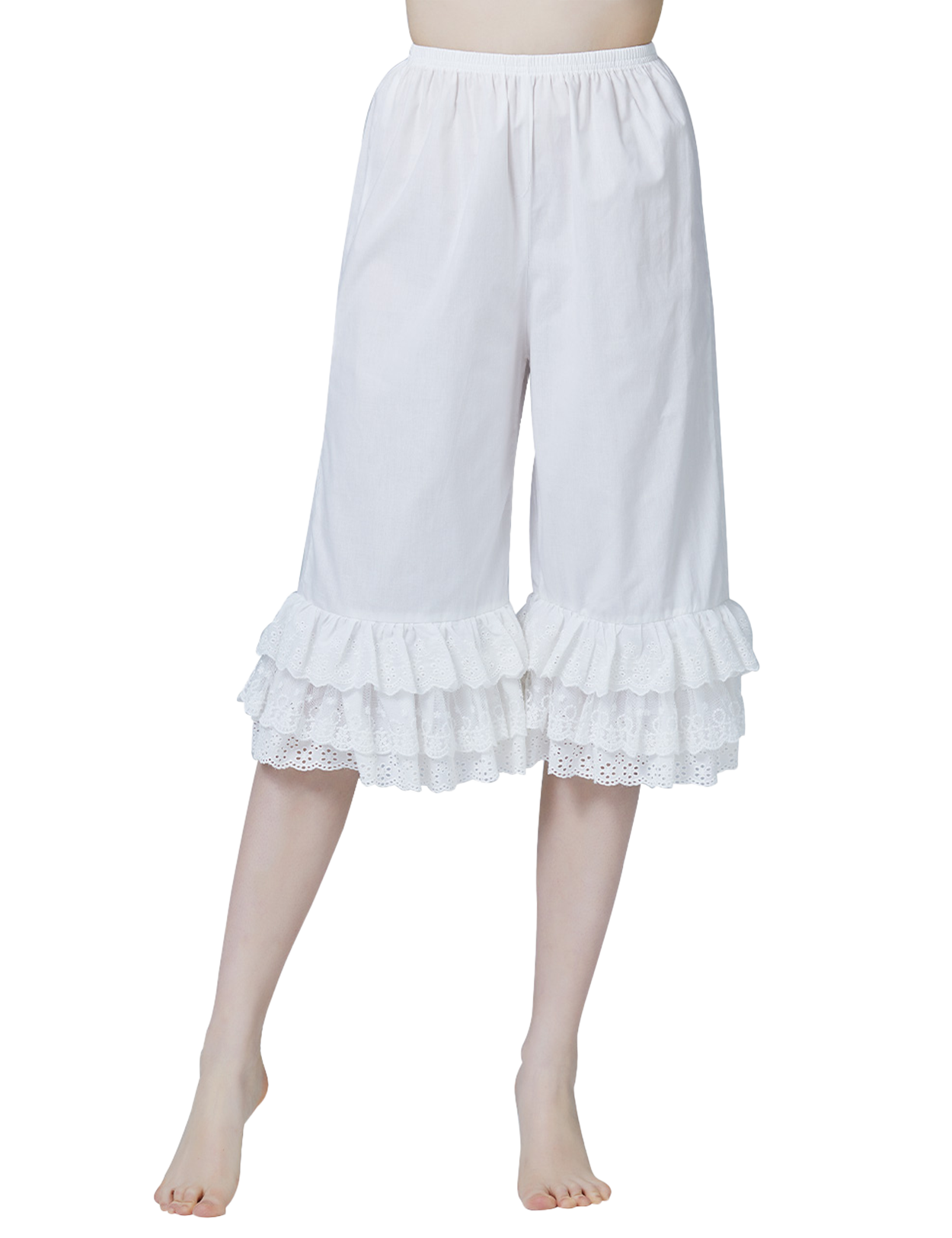 Vintage Cotton Lace Trim Pettipants - Front View Detail