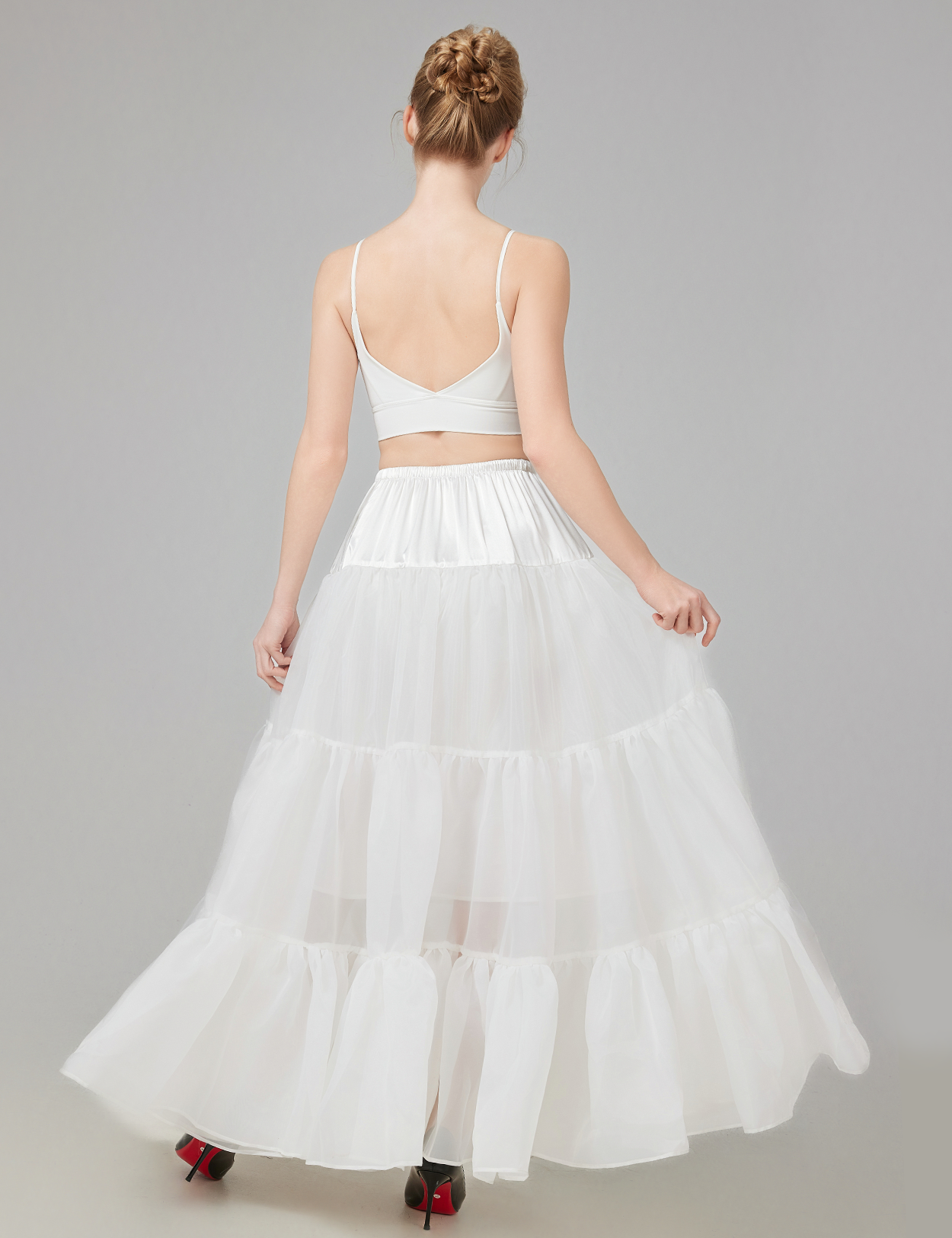 A-line hoopless petticoat showing natural drape and shape