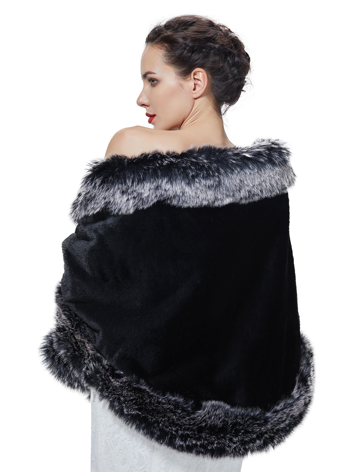 Luxury faux fur shawl for bridal wedding and evening dresses