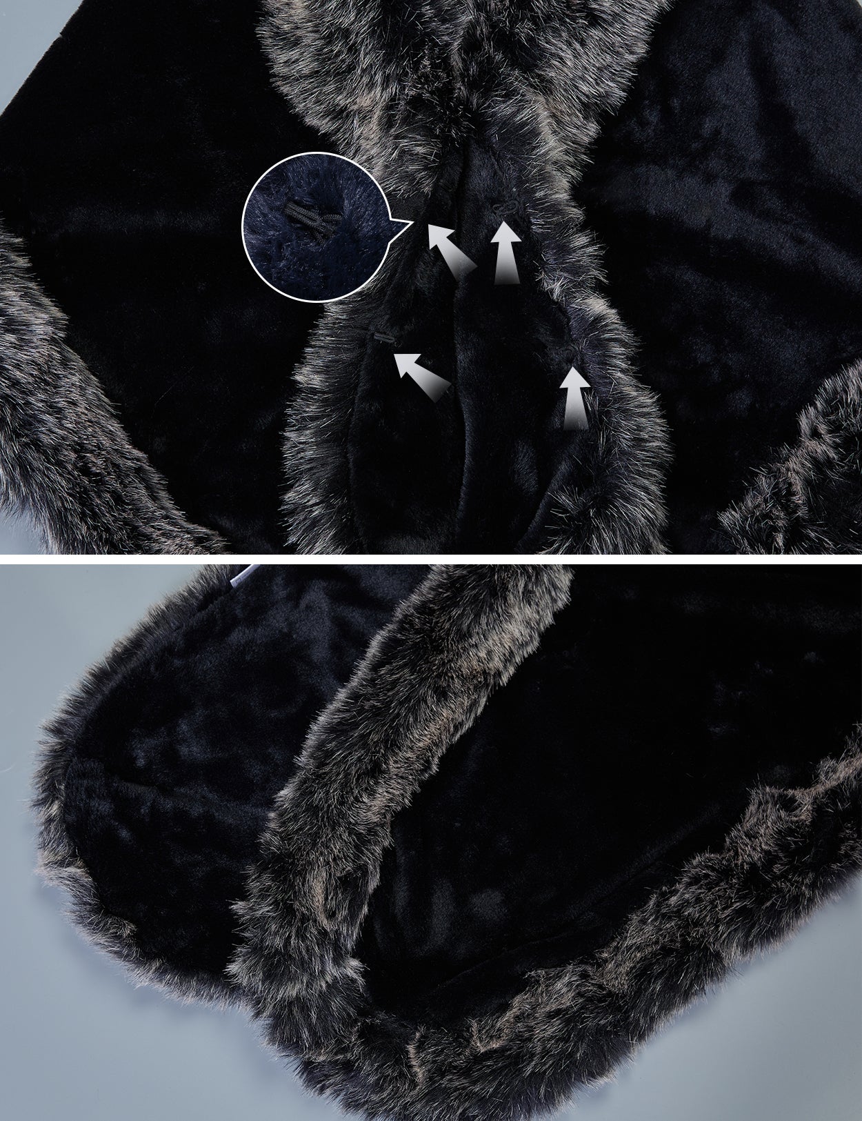 Luxury faux fur shawl for bridal wedding and evening dresses details