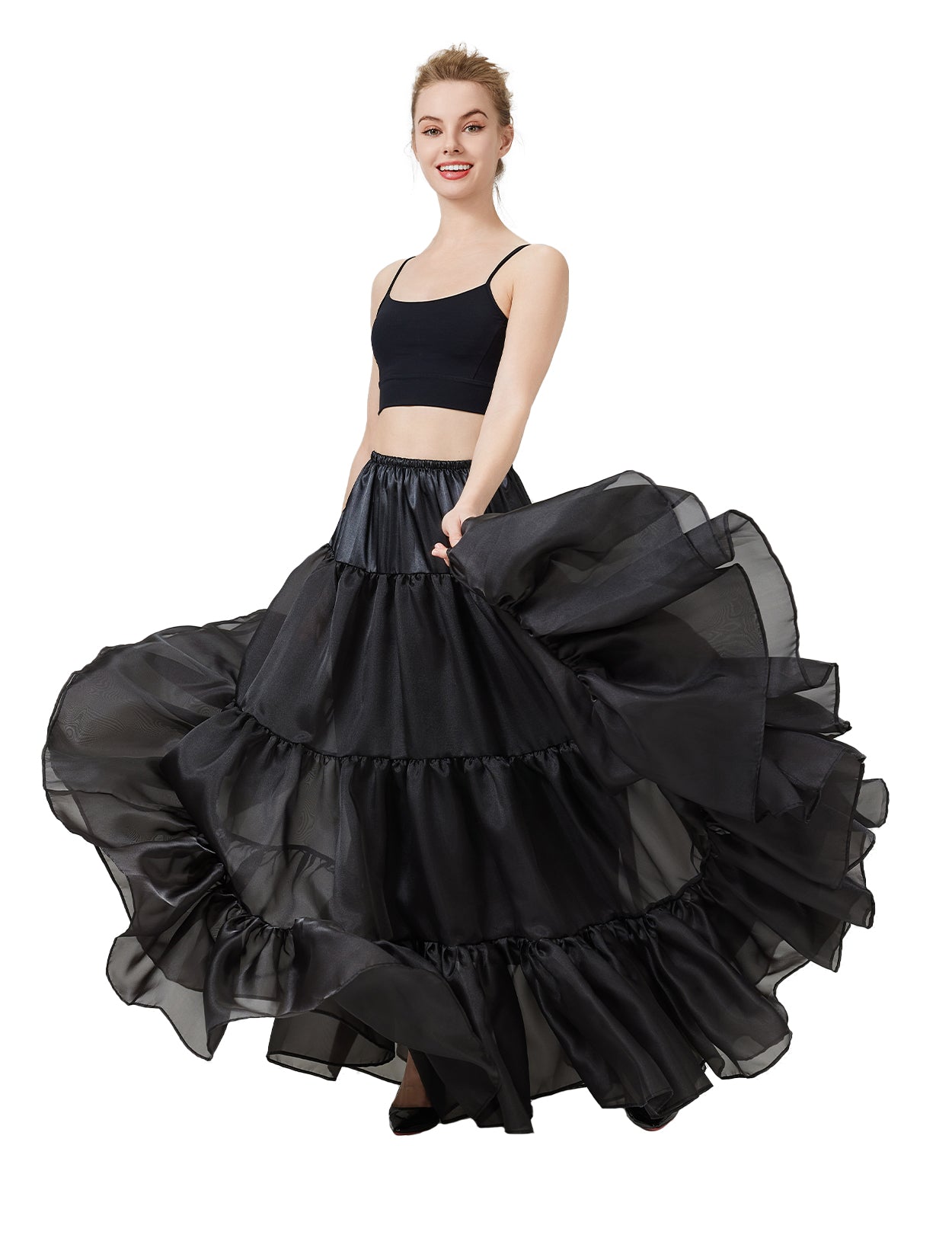 A-line hoopless petticoat showing natural drape and shape