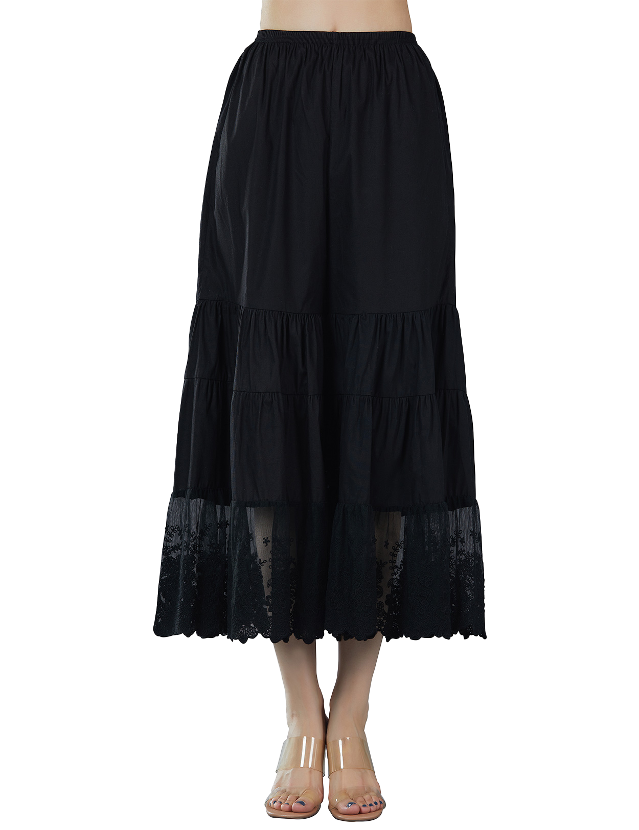 Women's vintage cotton batiste pettipants with wide legs and elegant lace trim