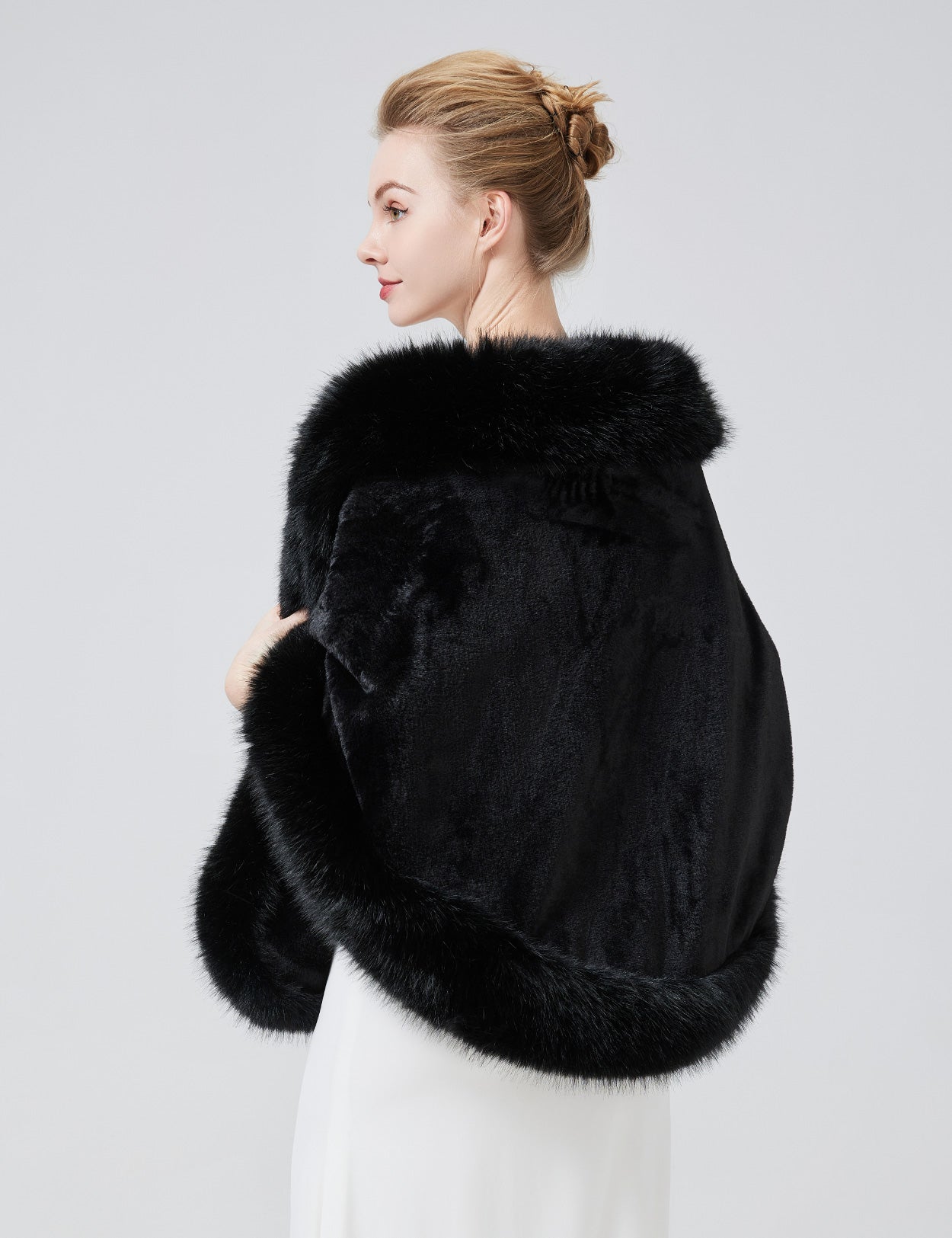 Luxury faux fur shawl for bridal wedding and evening dresses