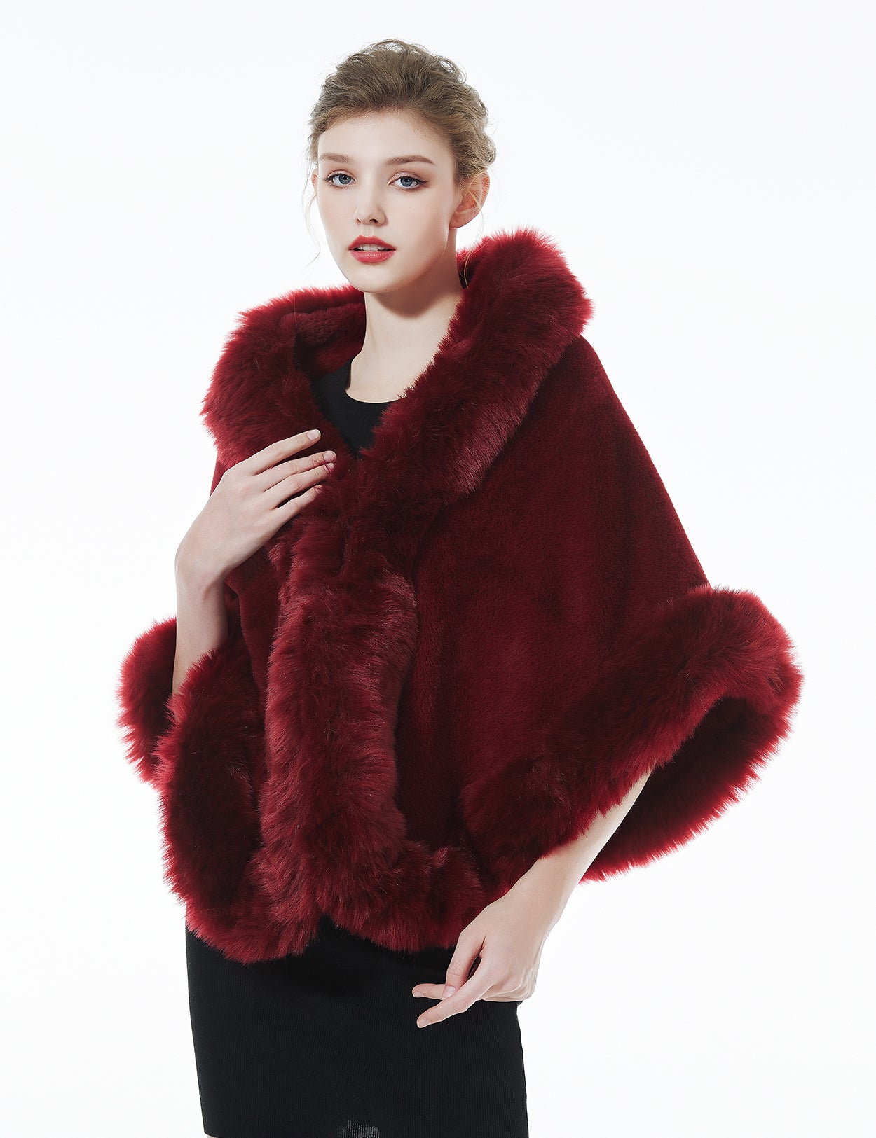 Luxury faux fur shawl for bridal wedding and evening dresses