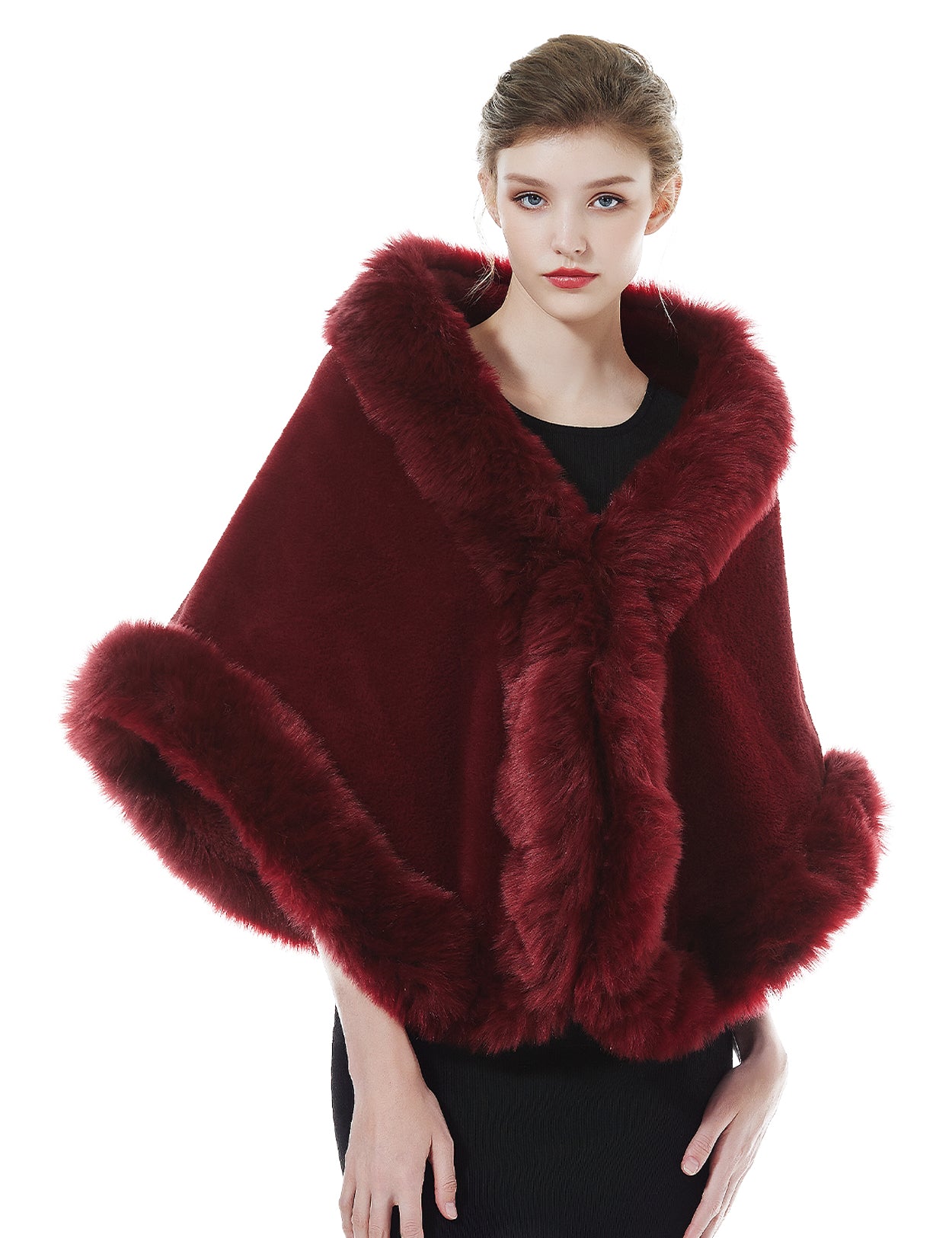 Luxury faux fur shawl for bridal wedding and evening dresses