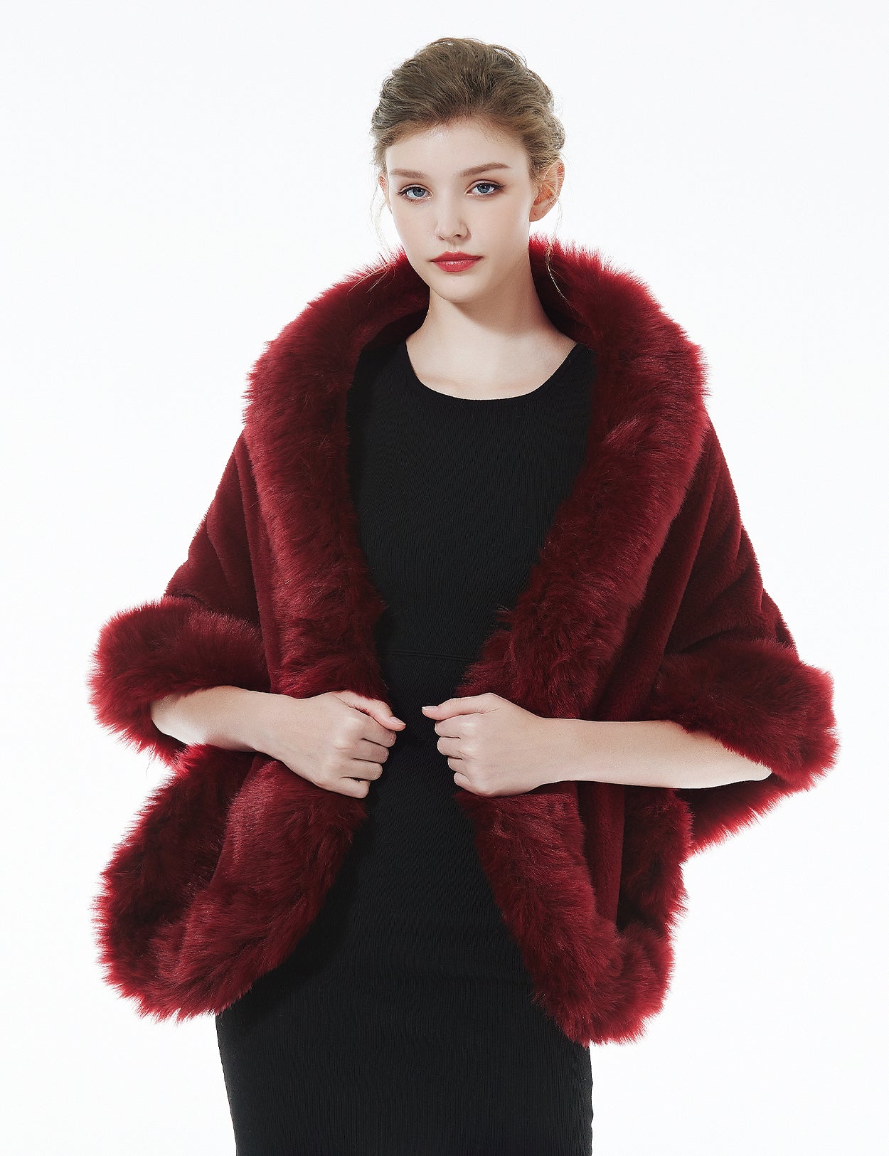 Luxury faux fur shawl for bridal wedding and evening dresses