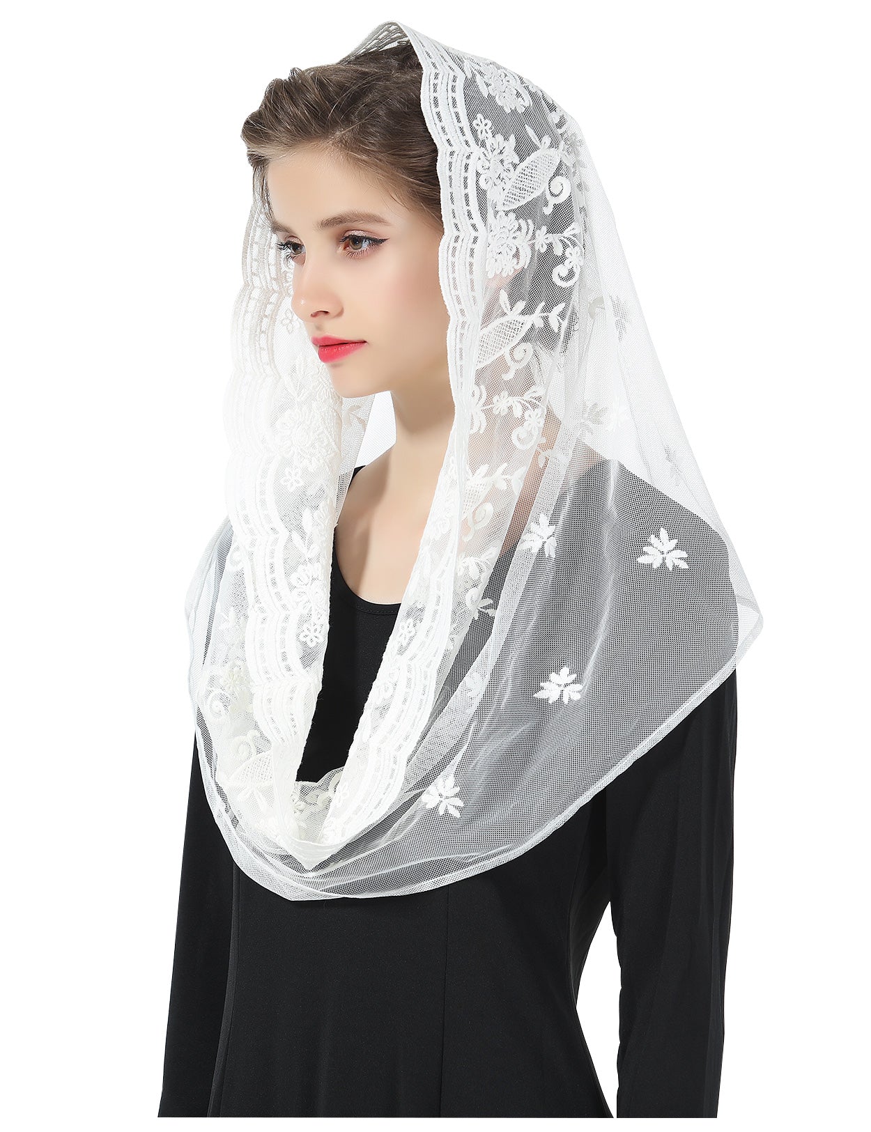 Easter Chapel Veil for Women - Infinity Lace Mantilla Head Covering
