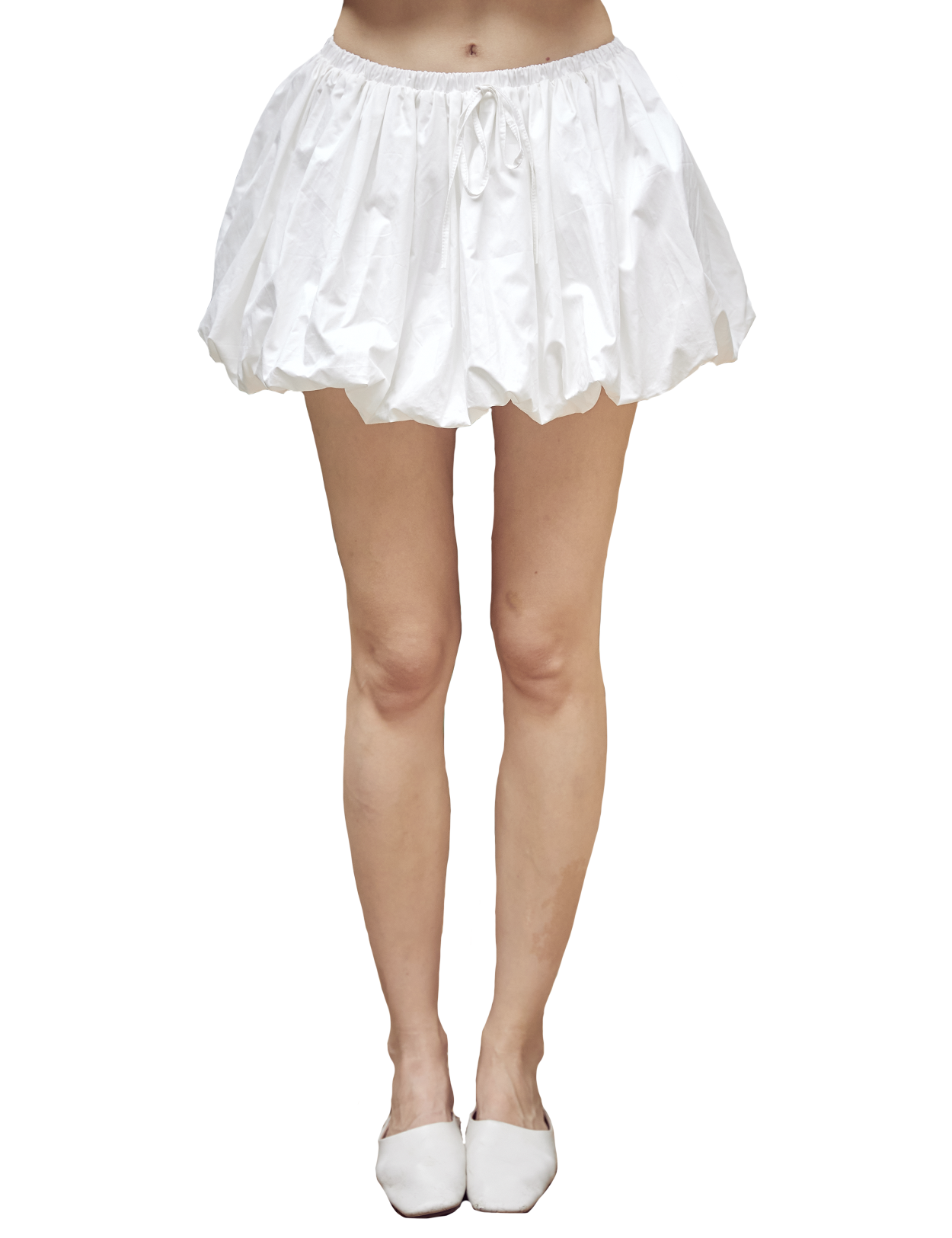 Y2K Mini Bubble Skirt with Shorts - White Cotton Streetwear