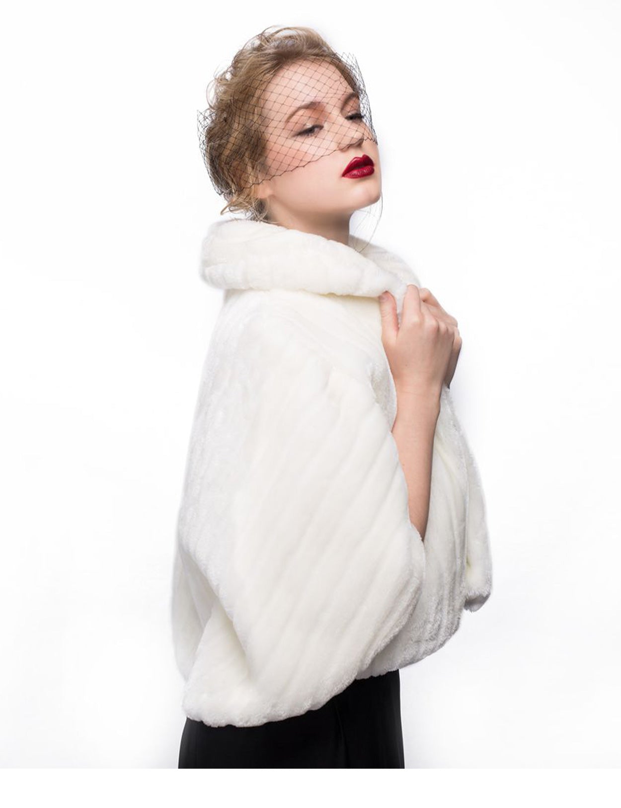 Elegant faux fur shawl for weddings and special events