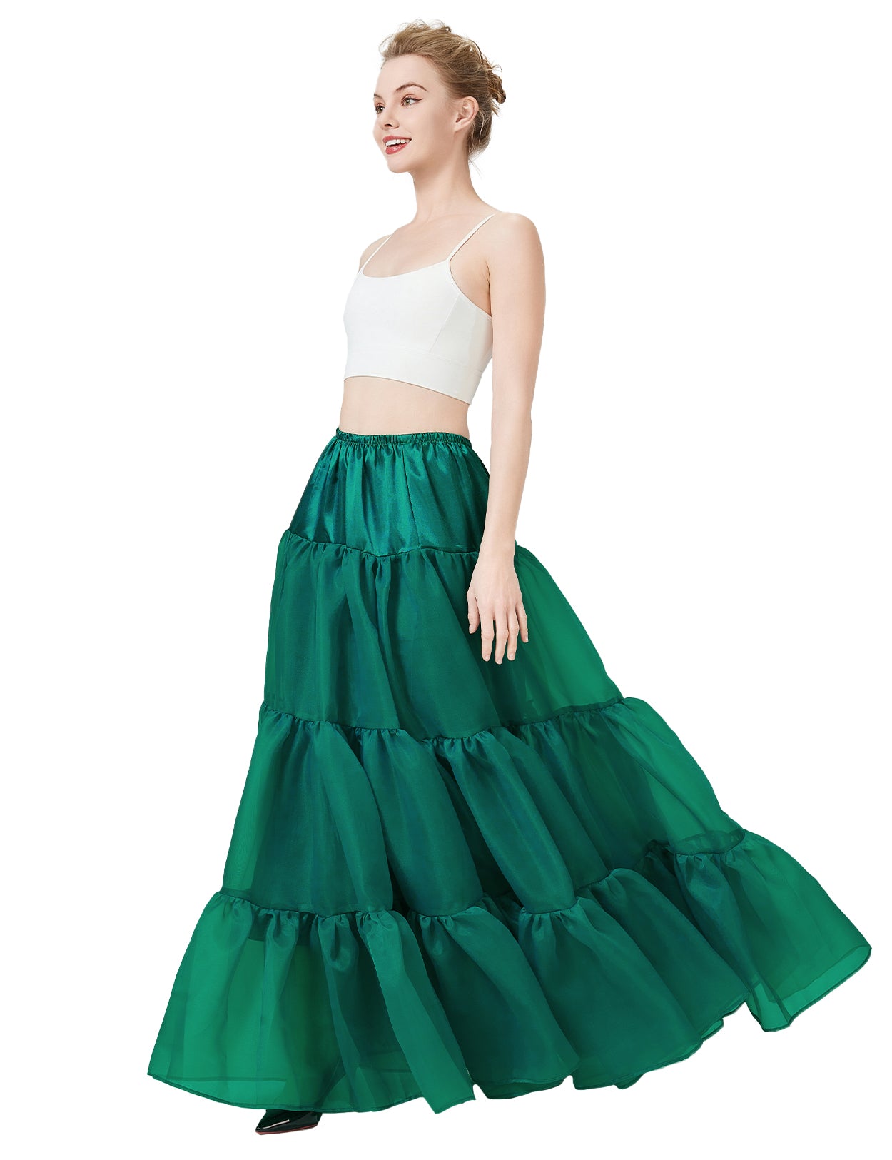 A-line hoopless petticoat showing natural drape and shape