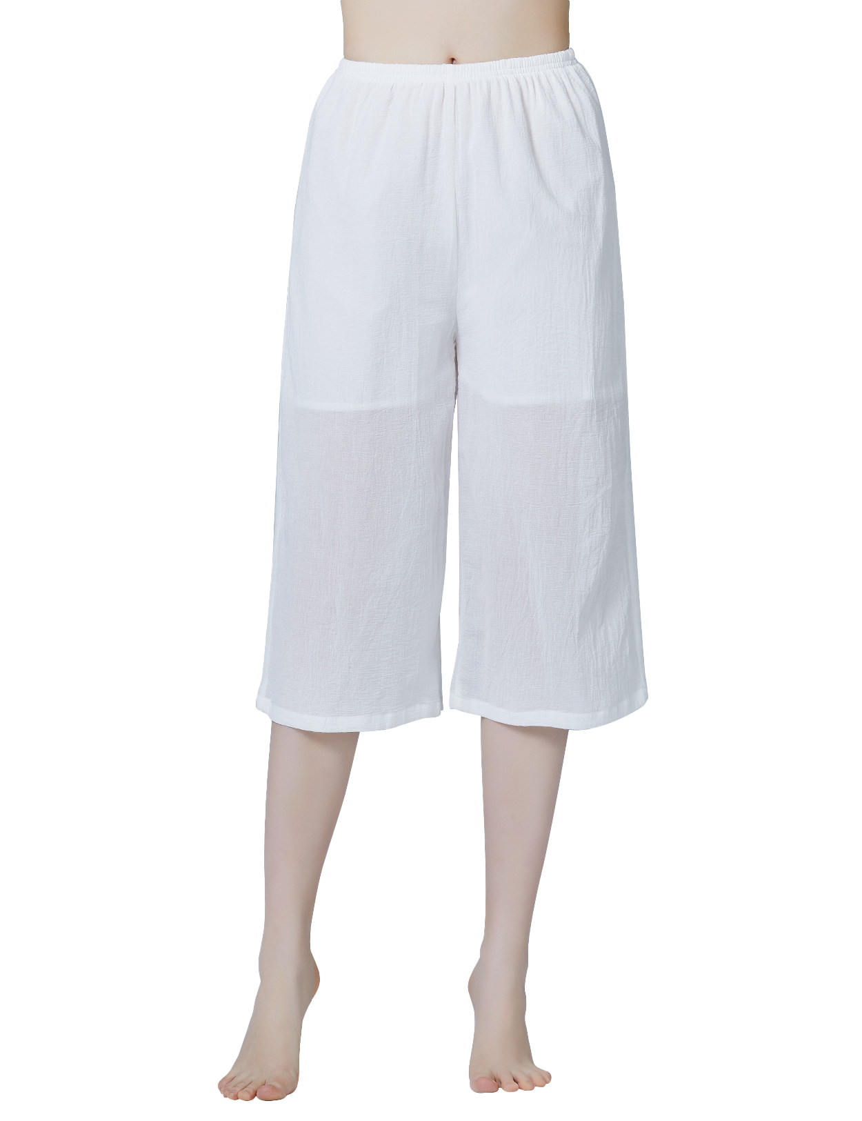 Lined Cotton Culotte Pettipants for Women - Ivory Calf Length