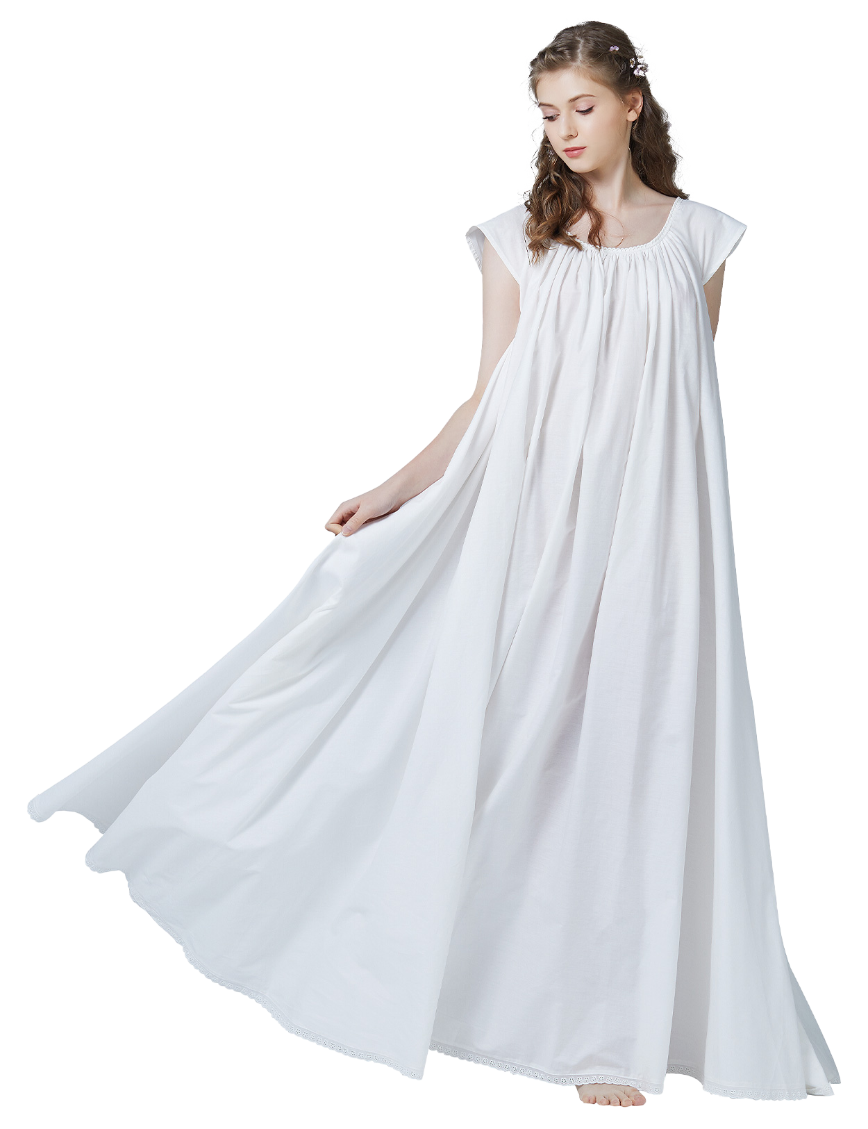 Long & Oversized Victorian Maternity Cotton Nightgown