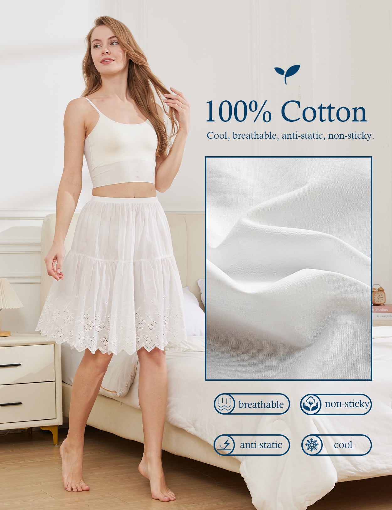 Vintage Lace Trim Cotton Underskirt
