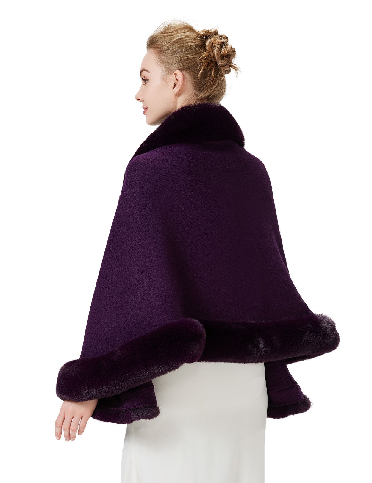 Women's elegant faux fur shawl wrap for wedding and evening parties