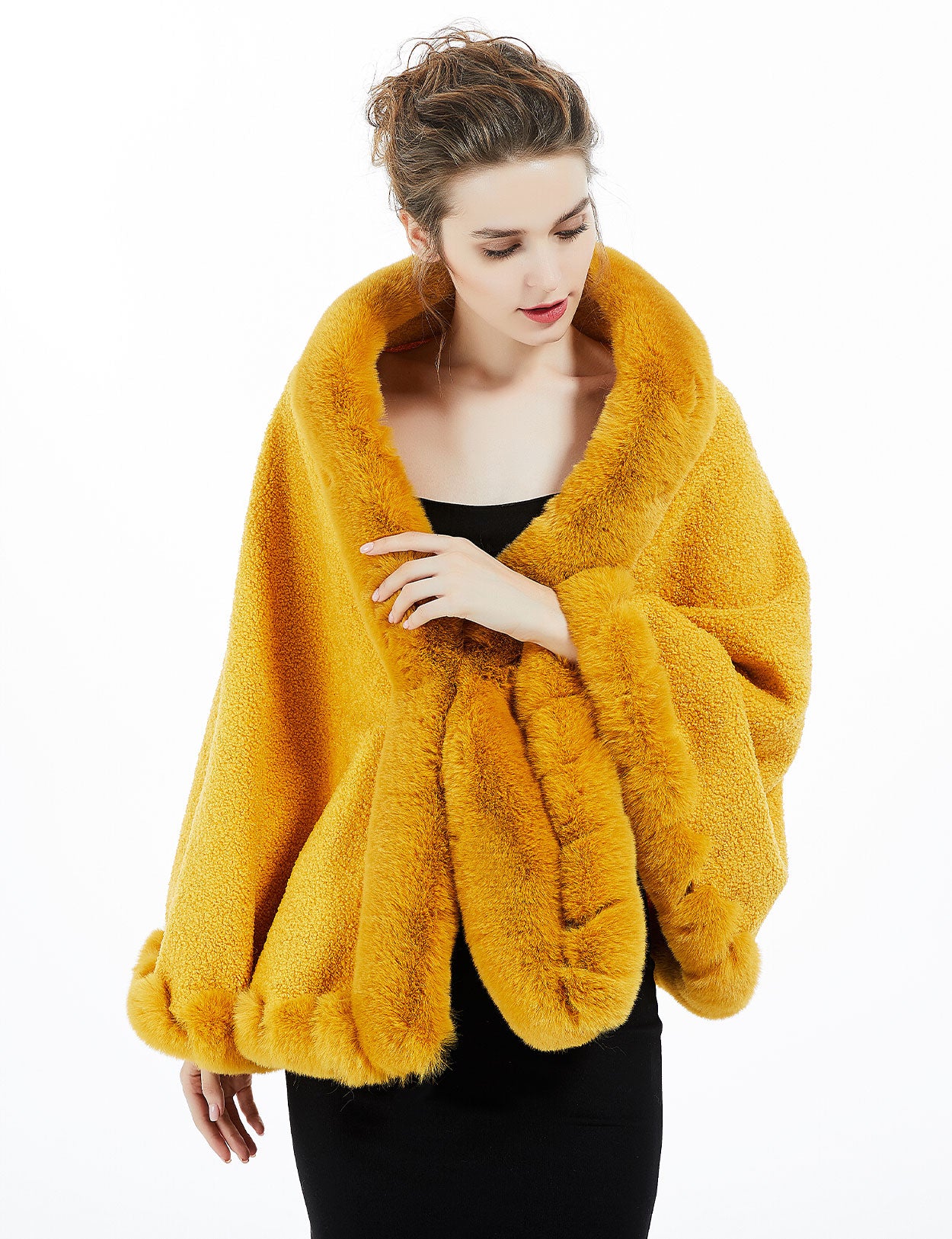 Elegant faux fur bridal shawl for winter weddings