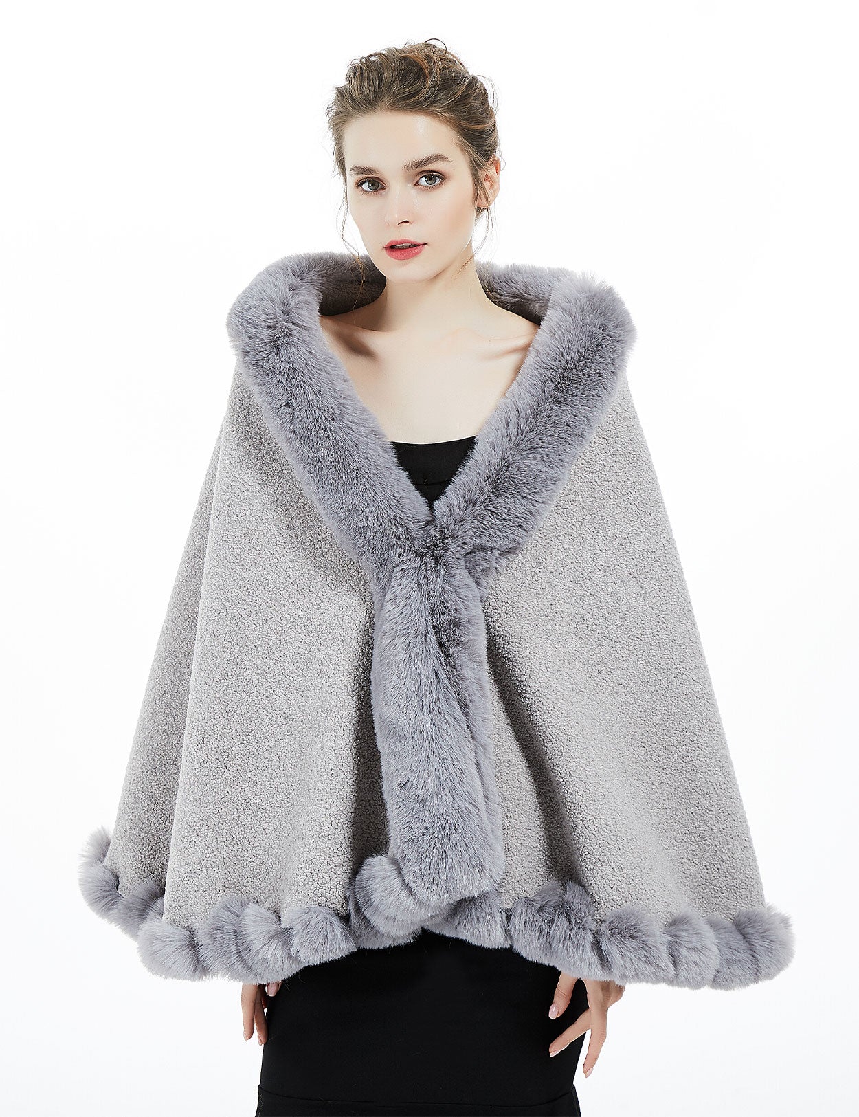 Elegant faux fur bridal shawl for winter weddings