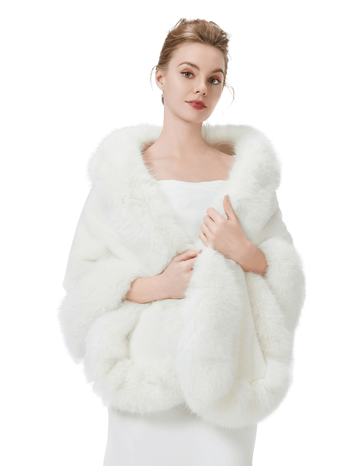 Luxury faux fur shawl for bridal wedding and evening dresses