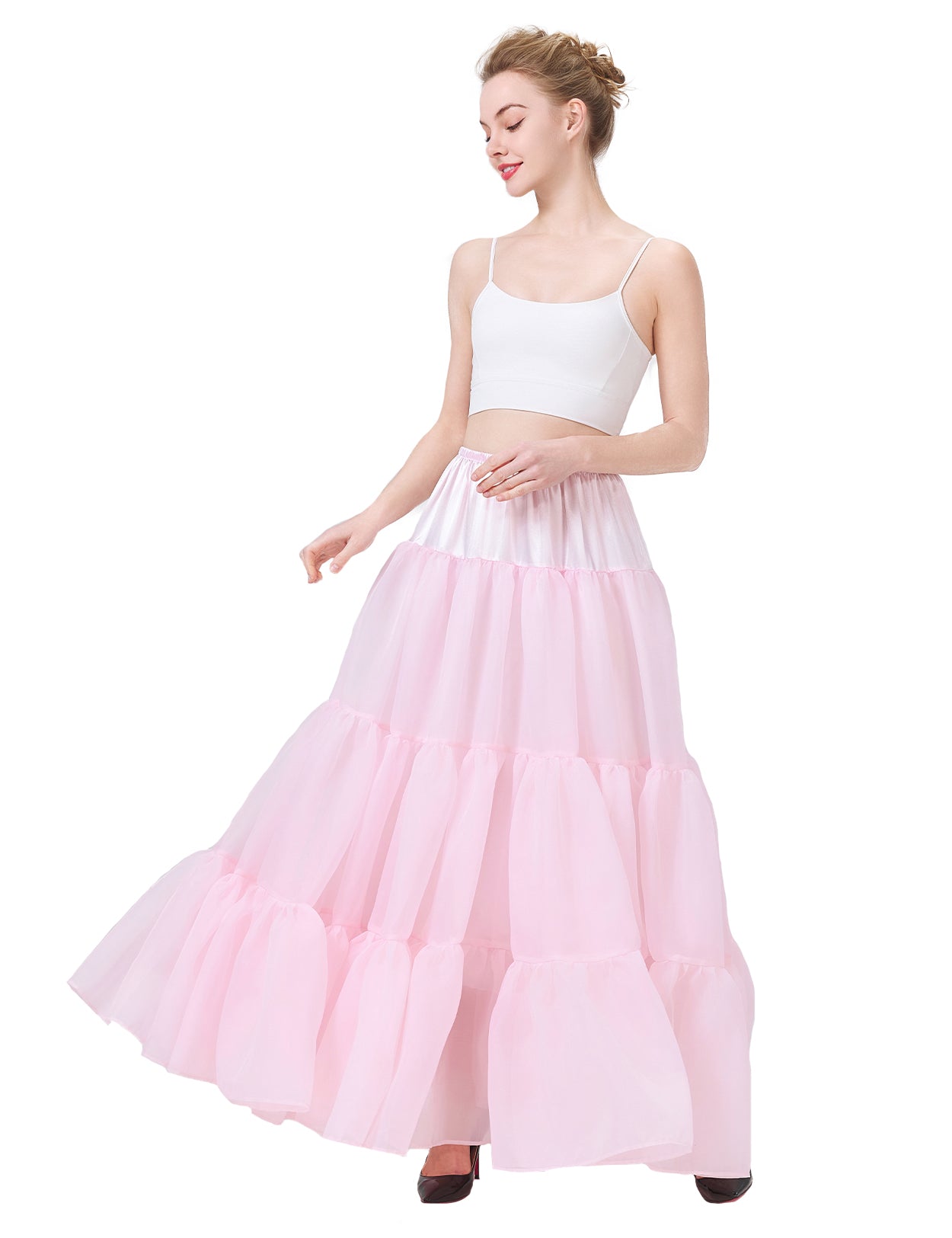 A-line hoopless petticoat showing natural drape and shape