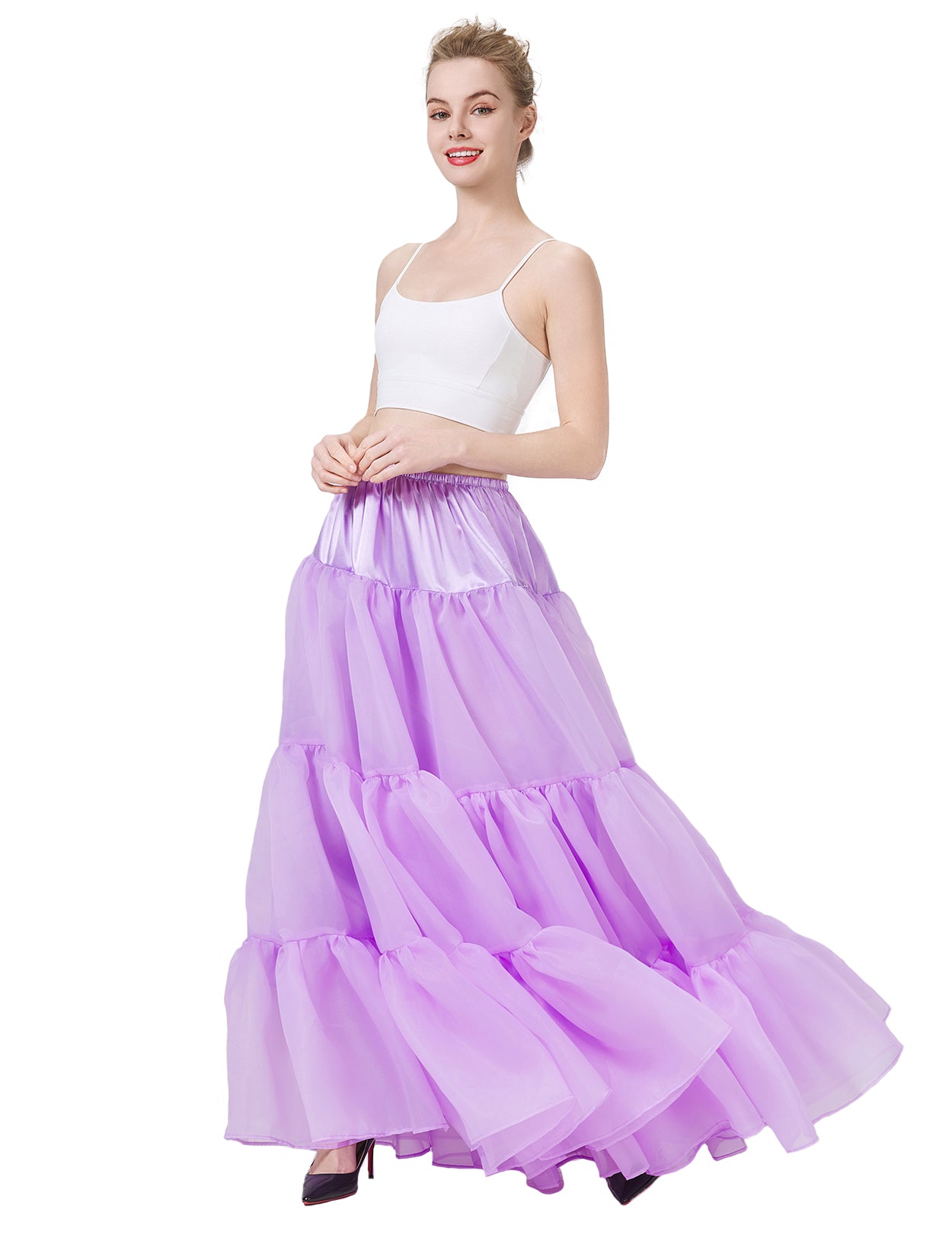 A-line hoopless petticoat showing natural drape and shape