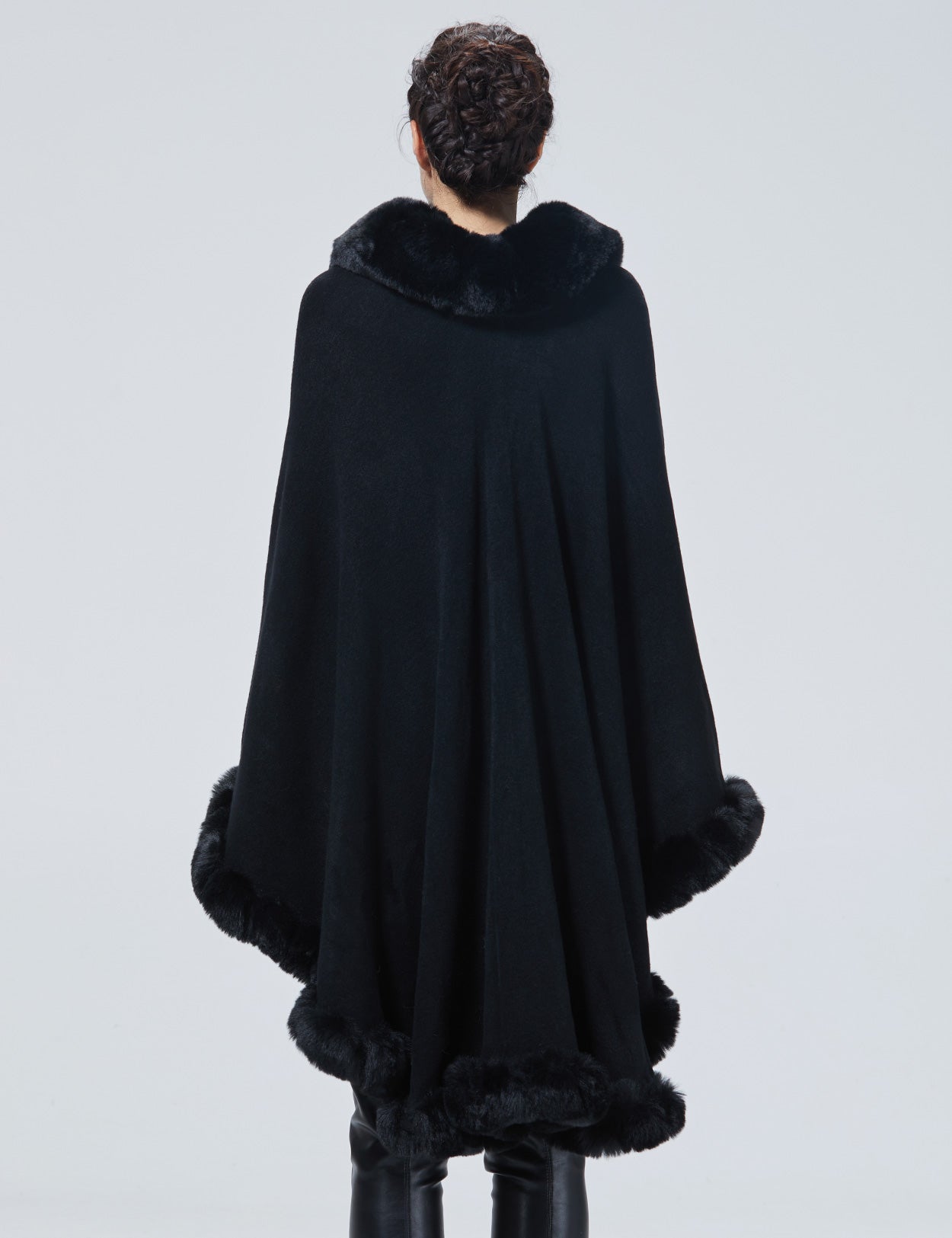 Luxury faux fur knit cape coat for autumn winter weddings