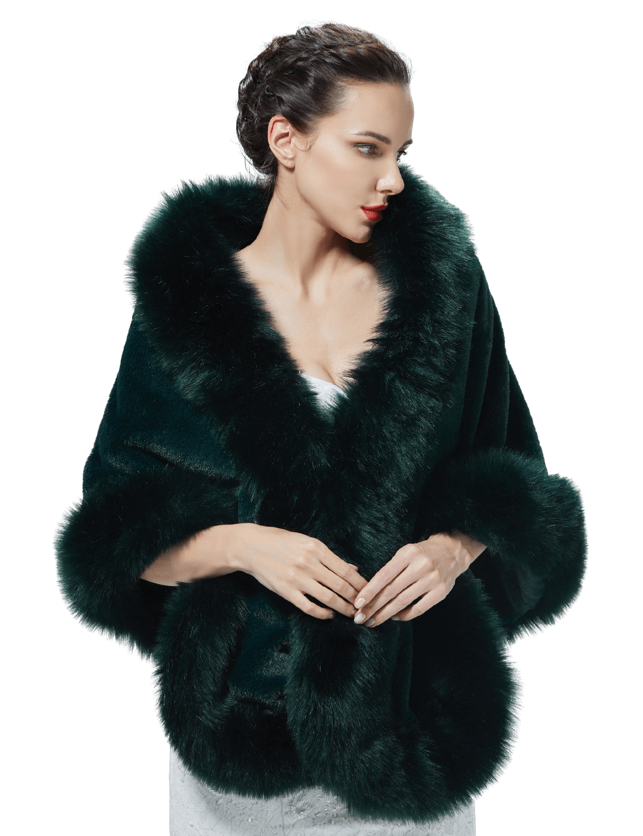 Luxury faux fur shawl for bridal wedding and evening dresses