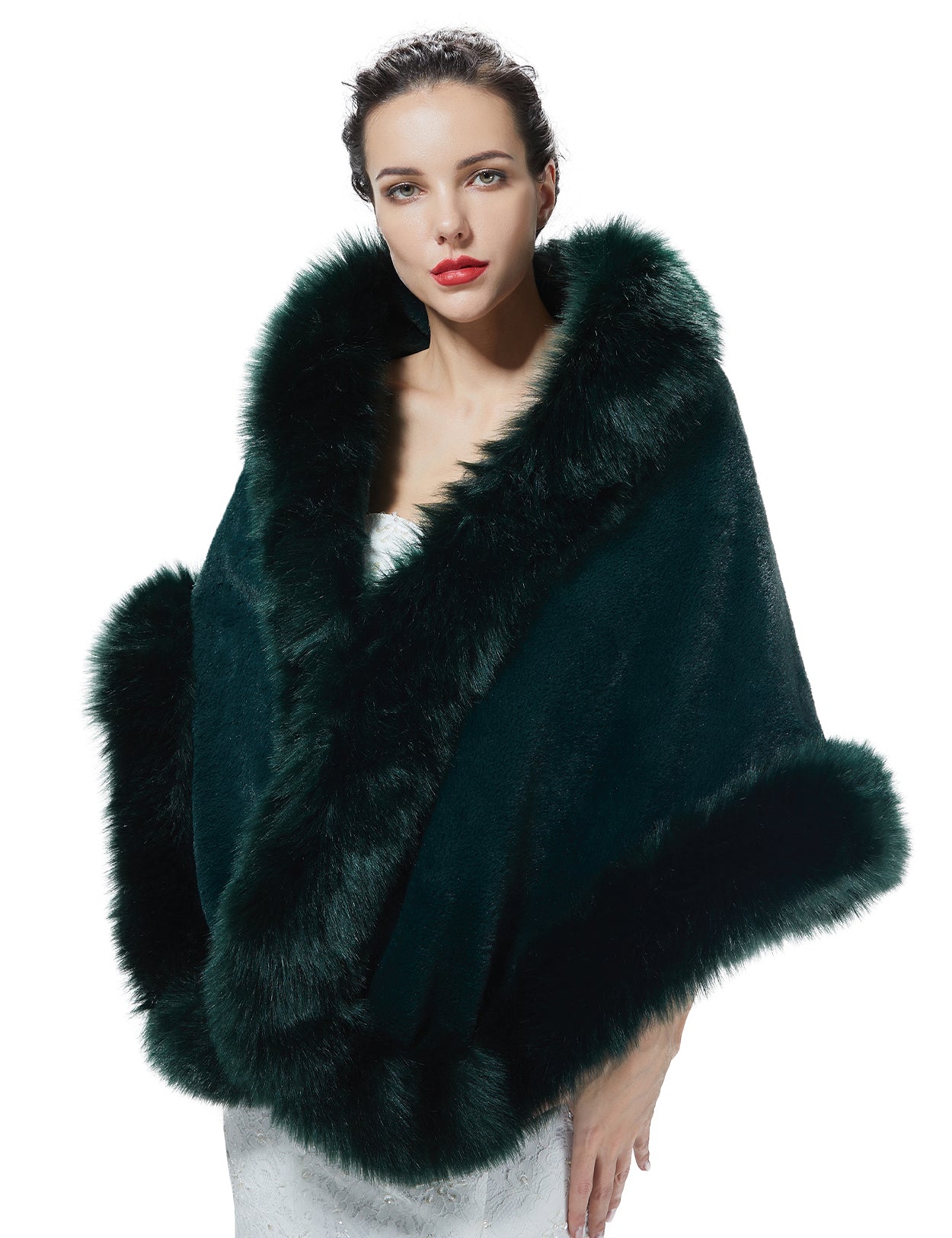 Luxury faux fur shawl for bridal wedding and evening dresses