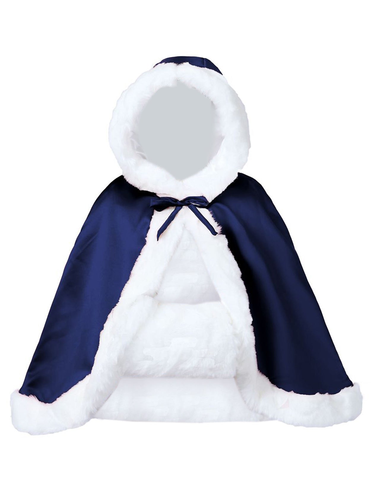 Elegant reversible bridal cape with hooded design and luxurious fur trim