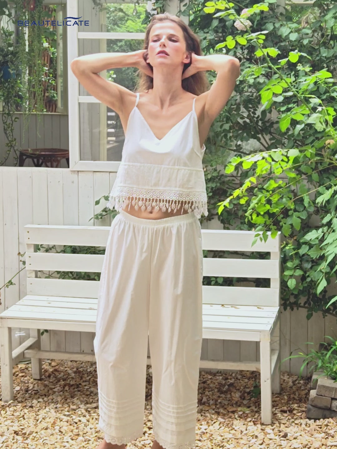 Victorian cotton lace trim bloomers pettipants in white