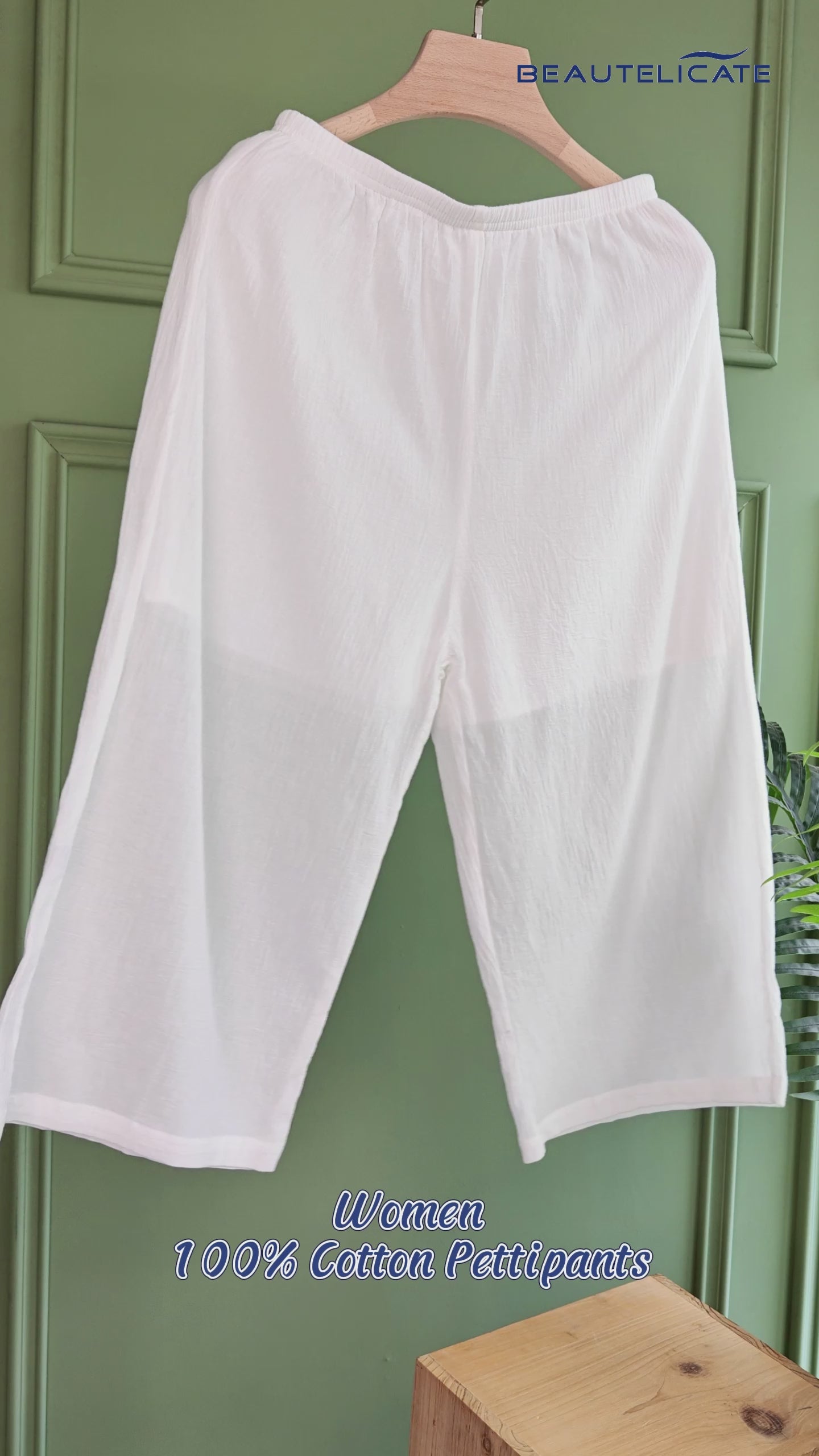 Ivory lined cotton culotte pettipants for women