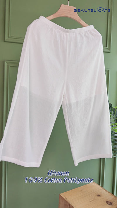 Ivory lined cotton culotte pettipants for women