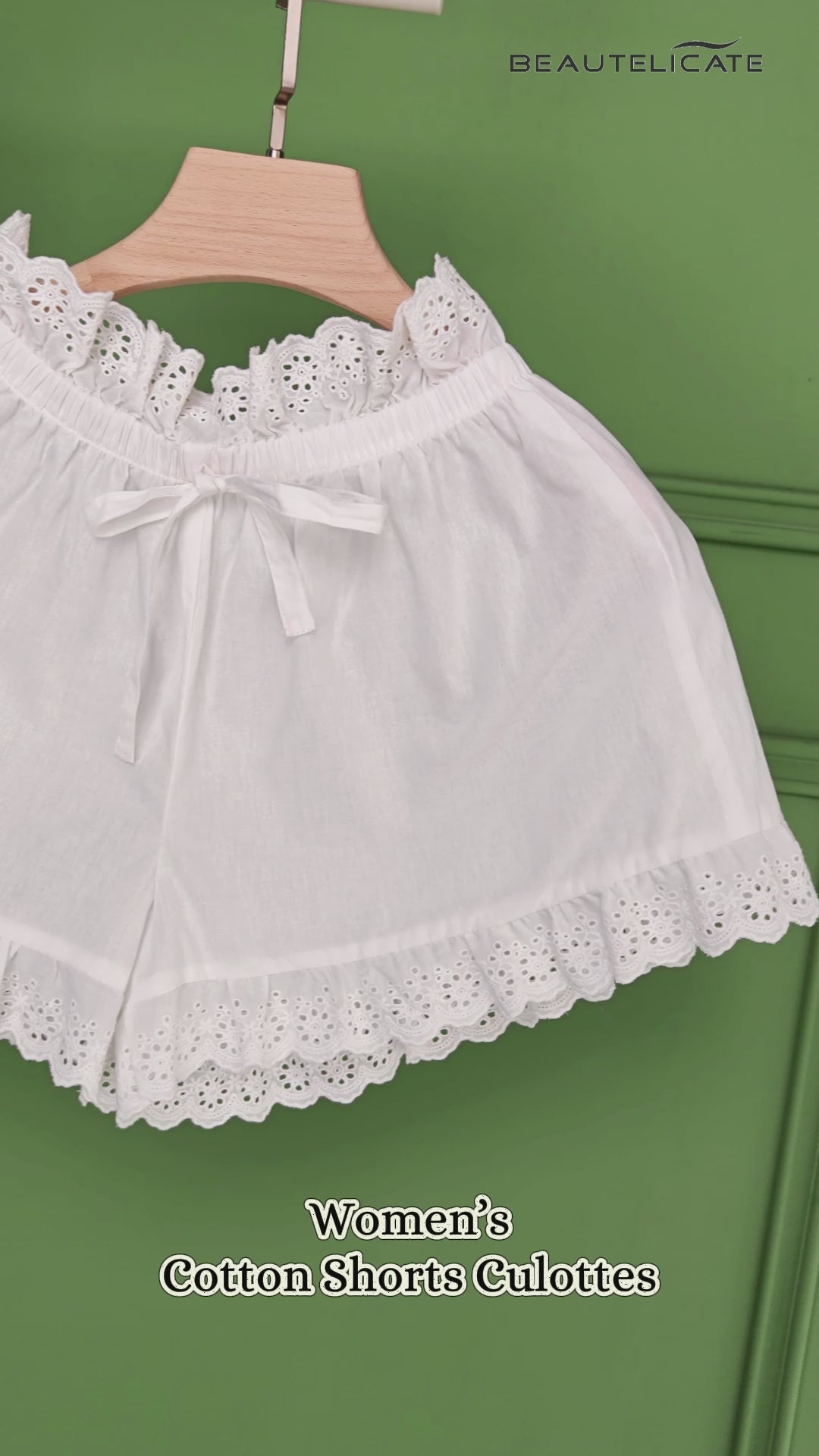 Women's High Waisted Embroidered Shorts with Lace Trim