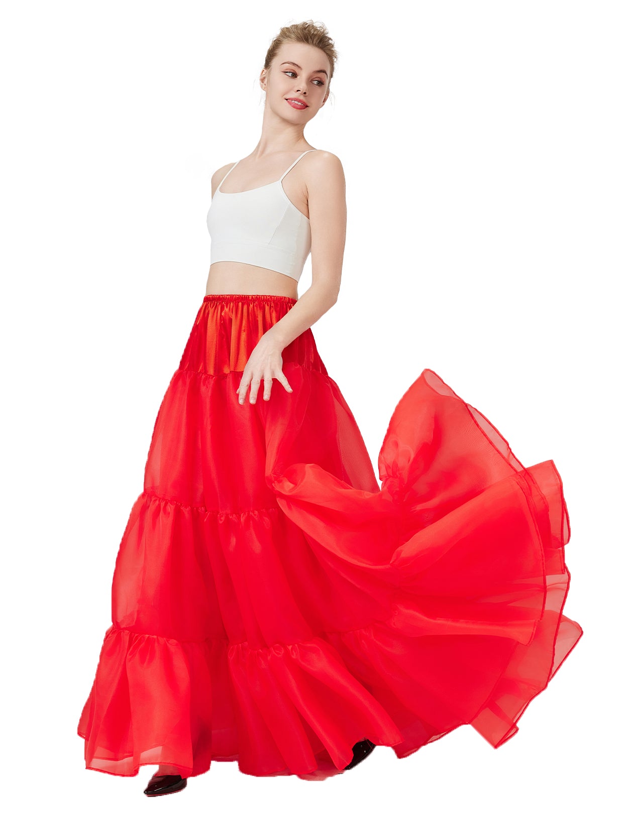 A-line hoopless petticoat showing natural drape and shape