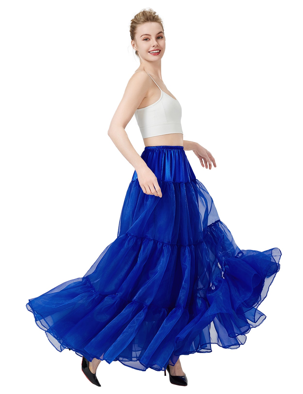 A-line hoopless petticoat showing natural drape and shape