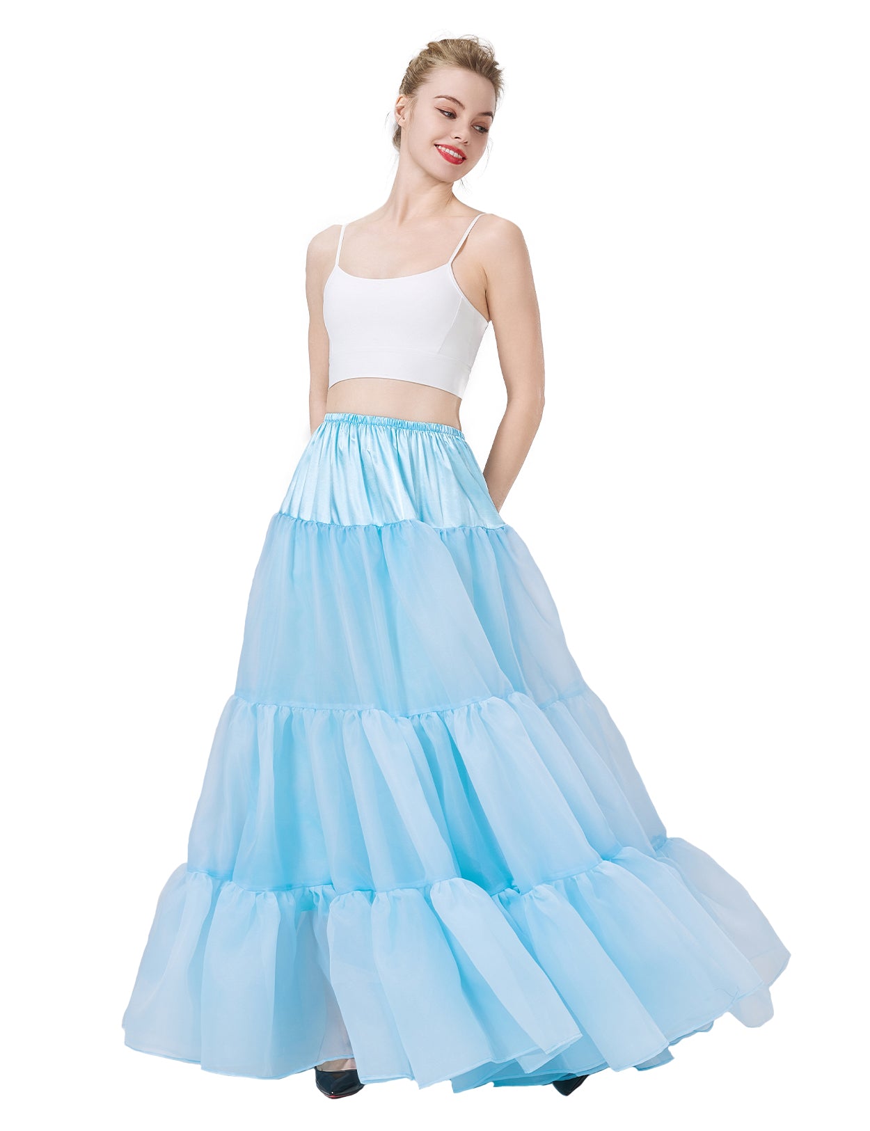 A-line hoopless petticoat showing natural drape and shape