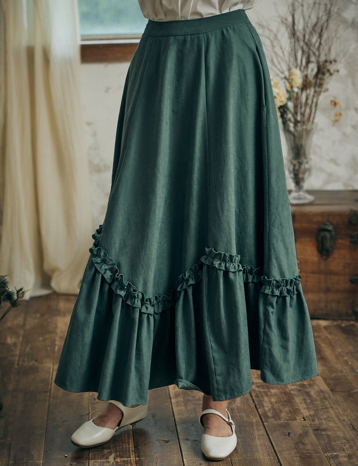 Victorian Gothic Steampunk Maxi Skirt - Renaissance Medieval Costume Dress for Women