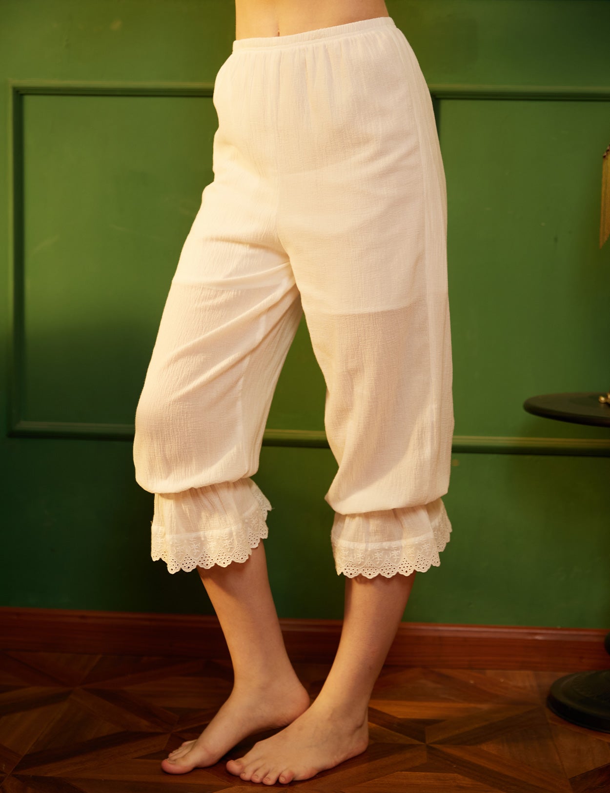 Close-up of vintage underpants showing soft cotton fabric texture and fit