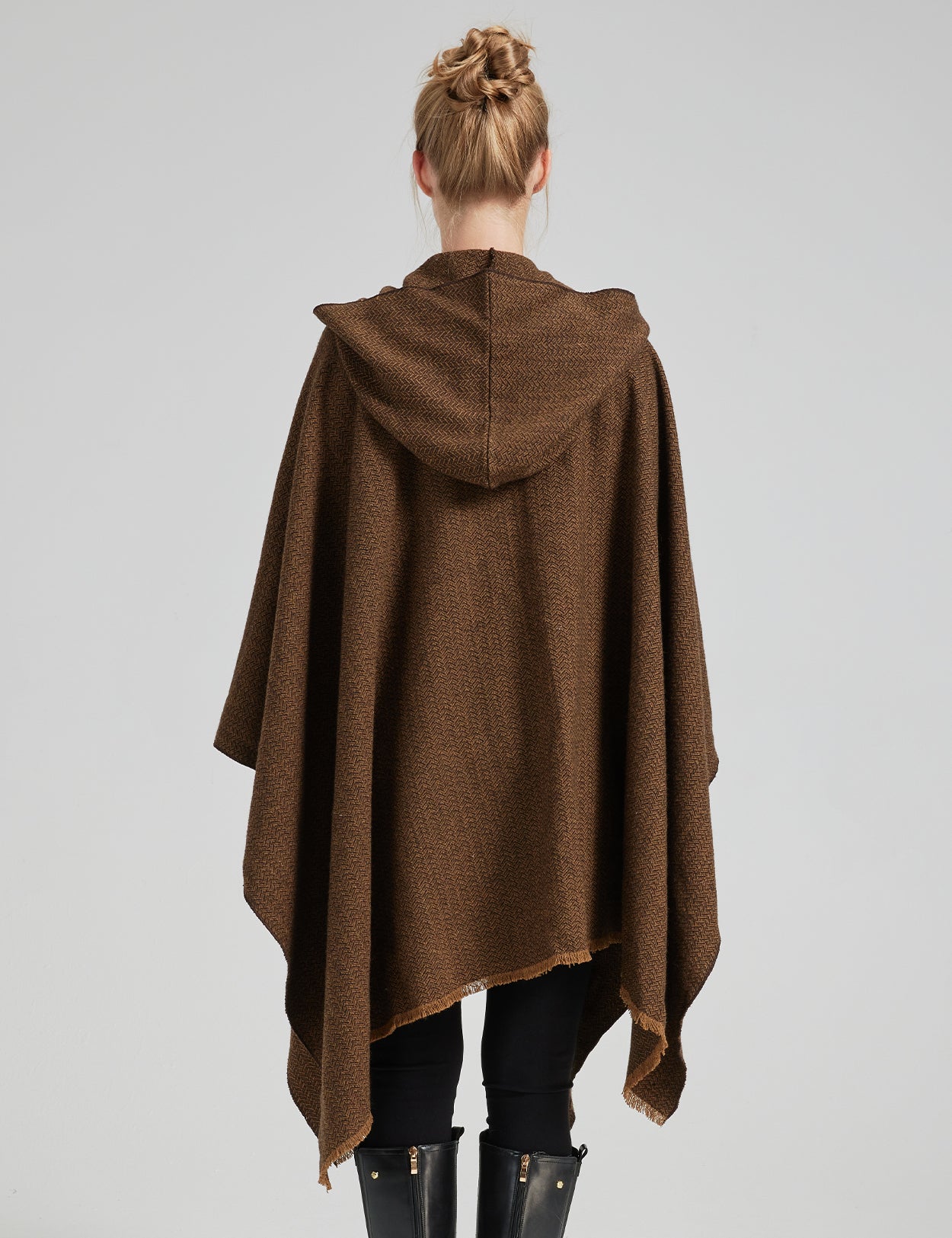 Women's vintage hooded wool poncho cloak