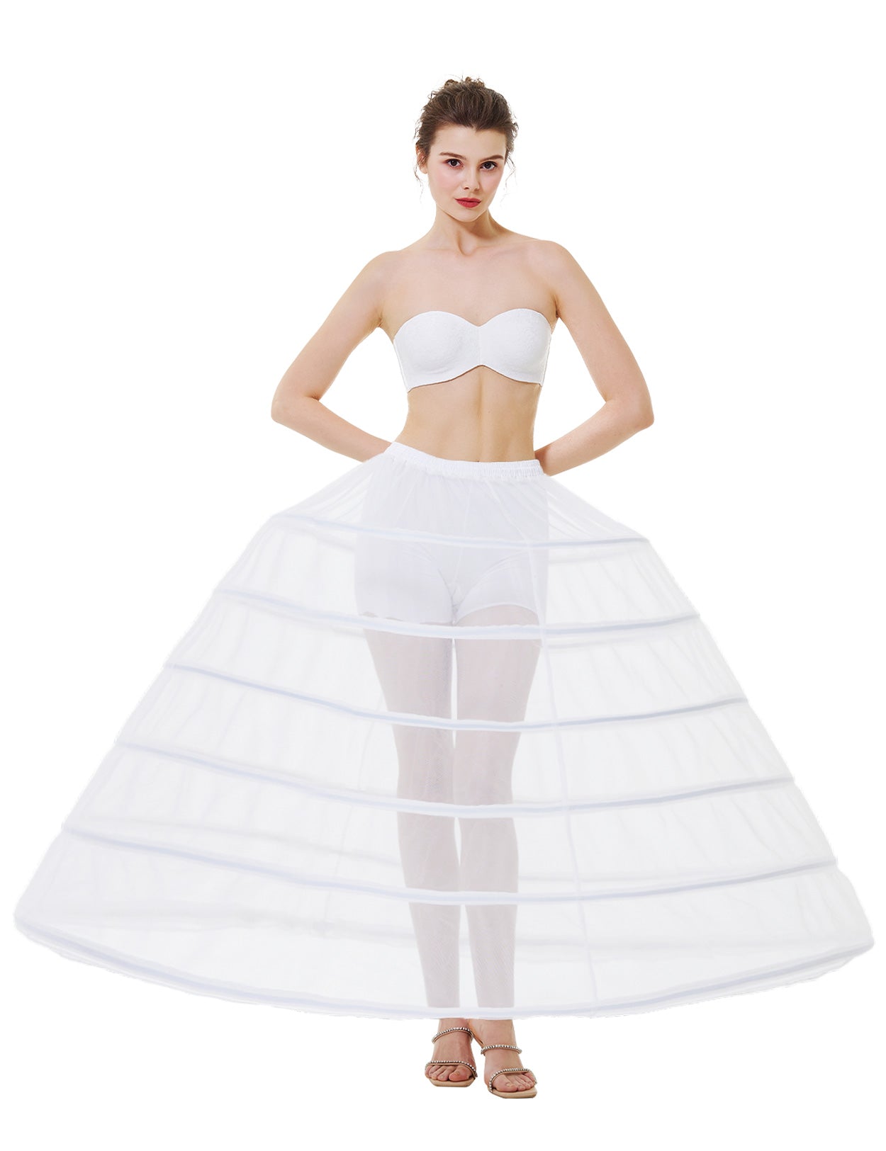 6-Hoop A-Line Bridal Petticoat - Front View - Floor-Length Wedding Crinoline