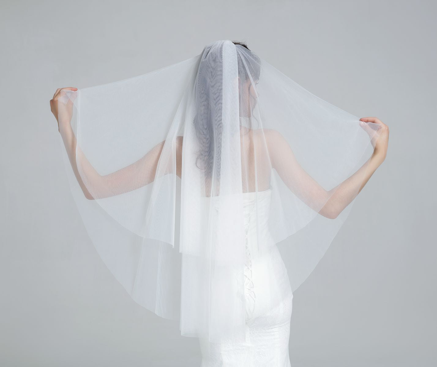 Wedding Bridal Veil with Comb 2 Tier Cut Edge Elbow Length 28" White Ivory-V26.73