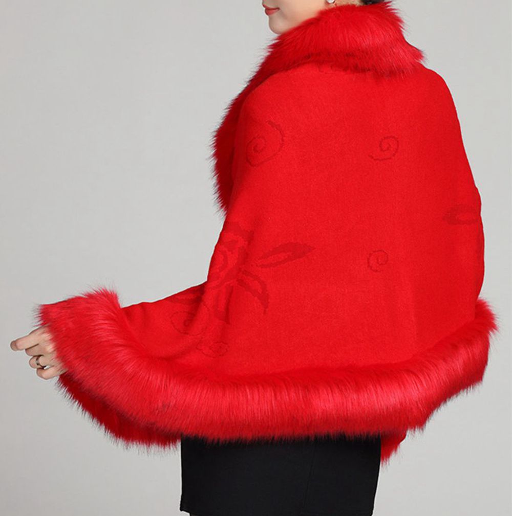 Faux Fur Shawl Wrap Cape Stole Shrug Bridal Winter Wedding with Hook More Colors-S55
