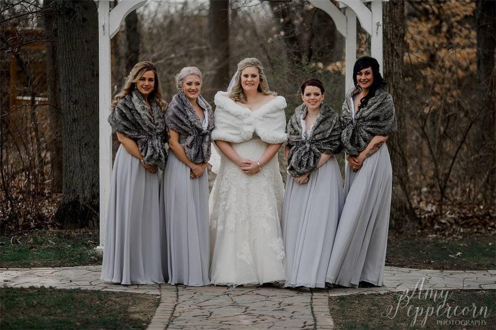 Faux Fur Shawl Wrap Stole Shrug Winter Bridal Wedding Cover Up Size L M-S33