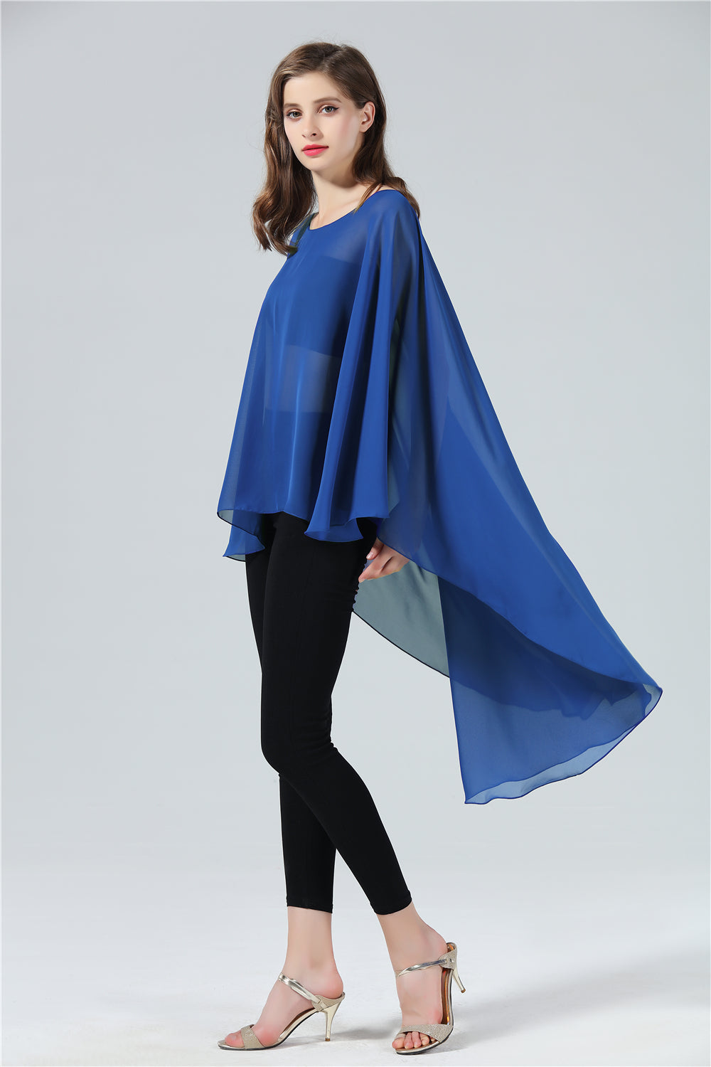Chiffon Capelet Sheer Bridal Shawl For Women Materbity Cape Plus Size Poncho Wrap Multiple Colors-S70