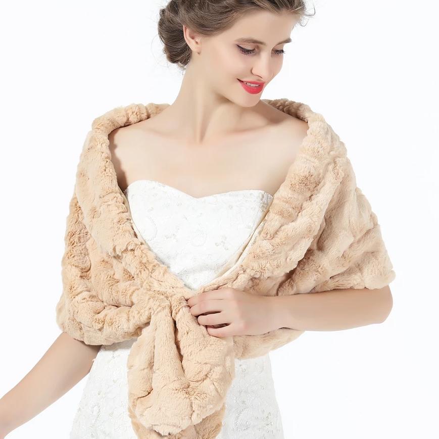Faux fur Shawl Wedding Wrap Women Bridal Fur Stole Bridesmaids Shrug Winter Cover Up S78 (5 Colors)-S78