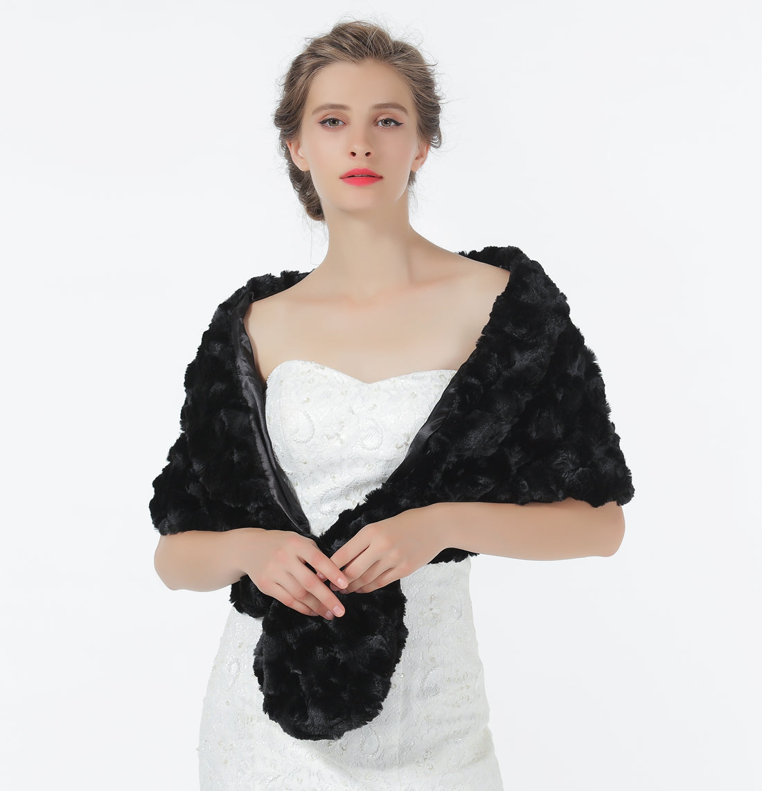 Faux fur Shawl Wedding Wrap Women Bridal Fur Stole Bridesmaids Shrug Winter Cover Up S78 (5 Colors)-S78