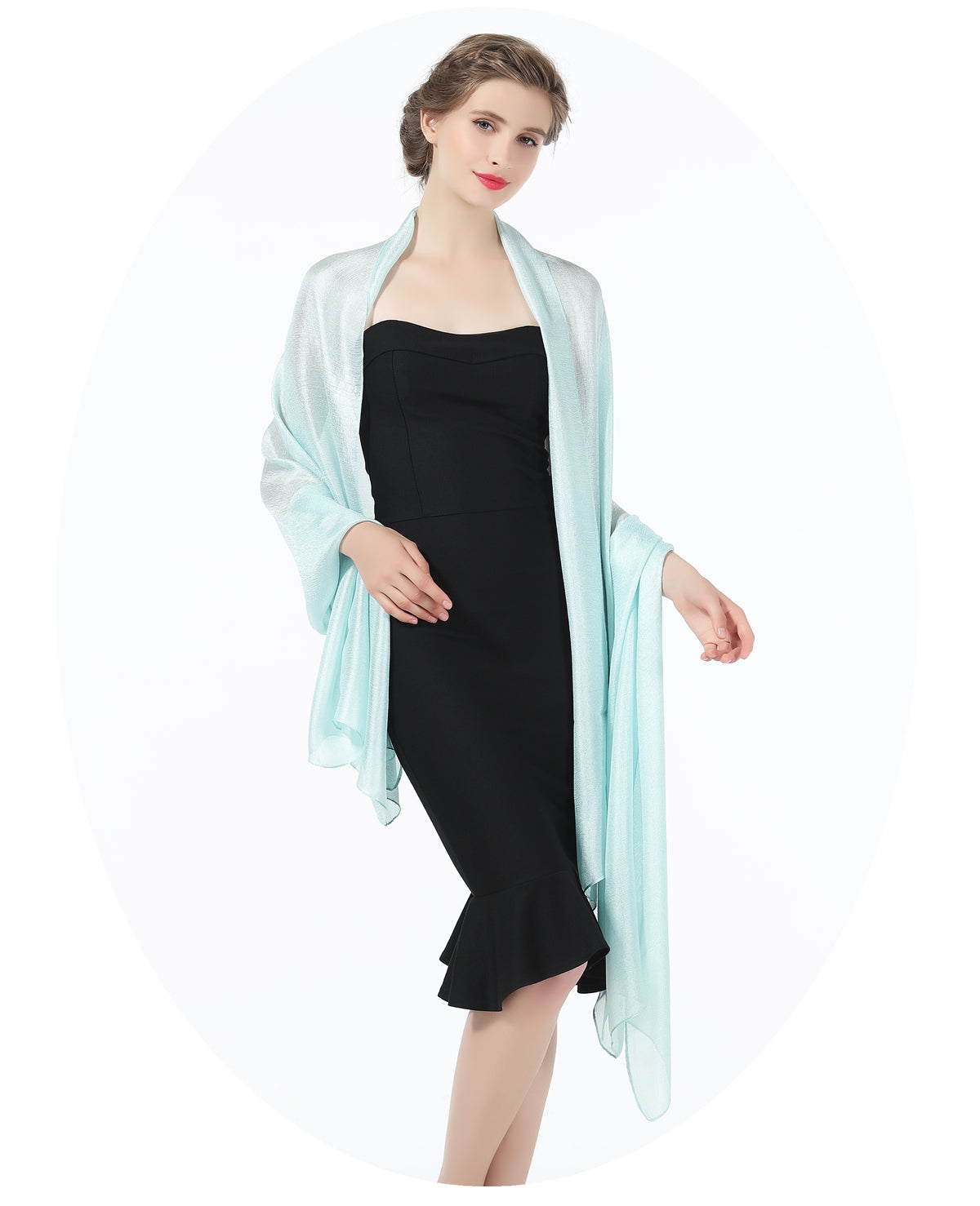BEAUTELICATE Chiffon Warp Versatile Scarf Shawl Bridal Stole Wedding Shrug for Women's Evening Prom Party-S87