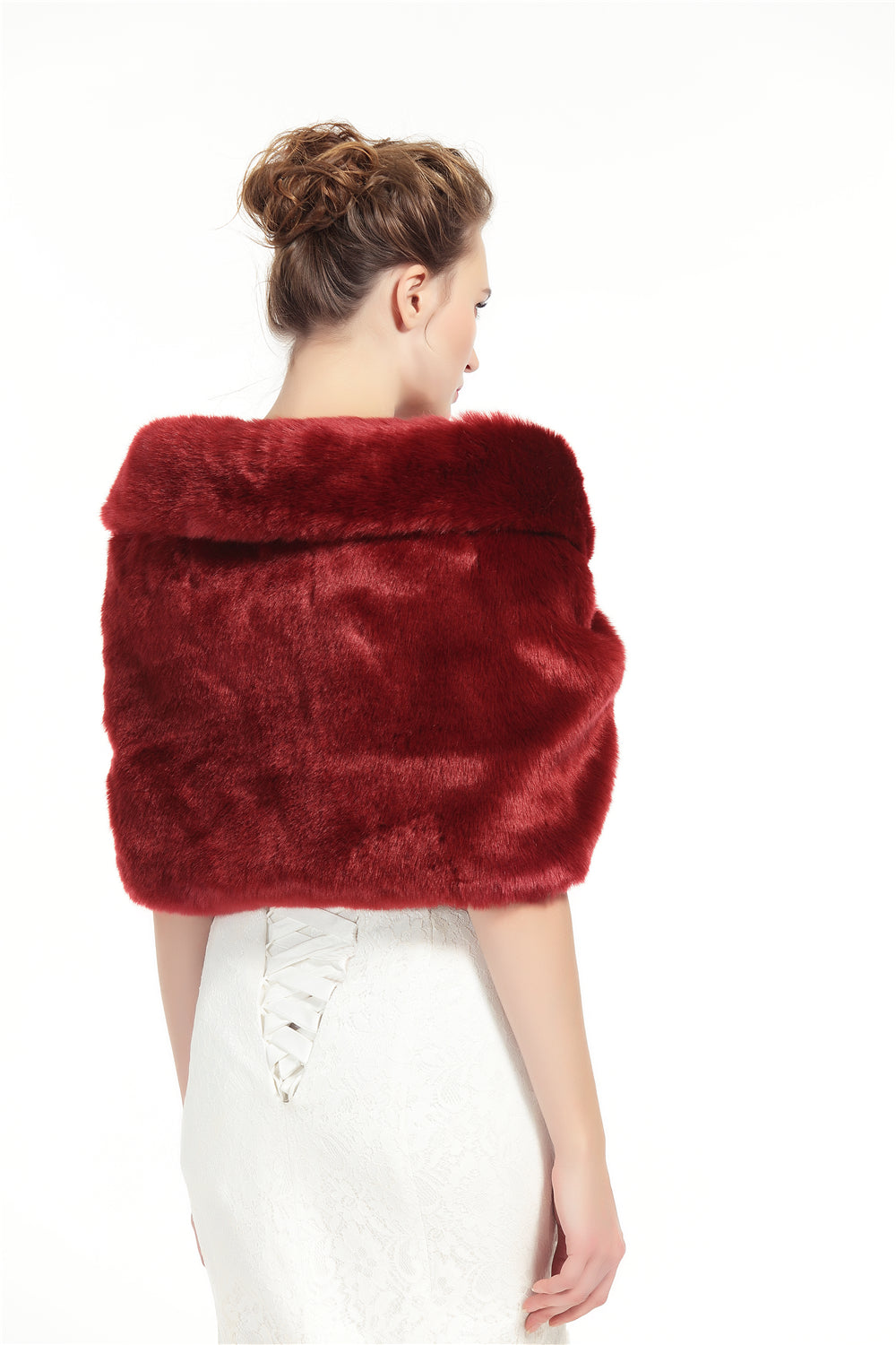 Faux Fur Shawl Wrap Stole Shrug Winter Bridal Wedding Cover Up Size L M-S33