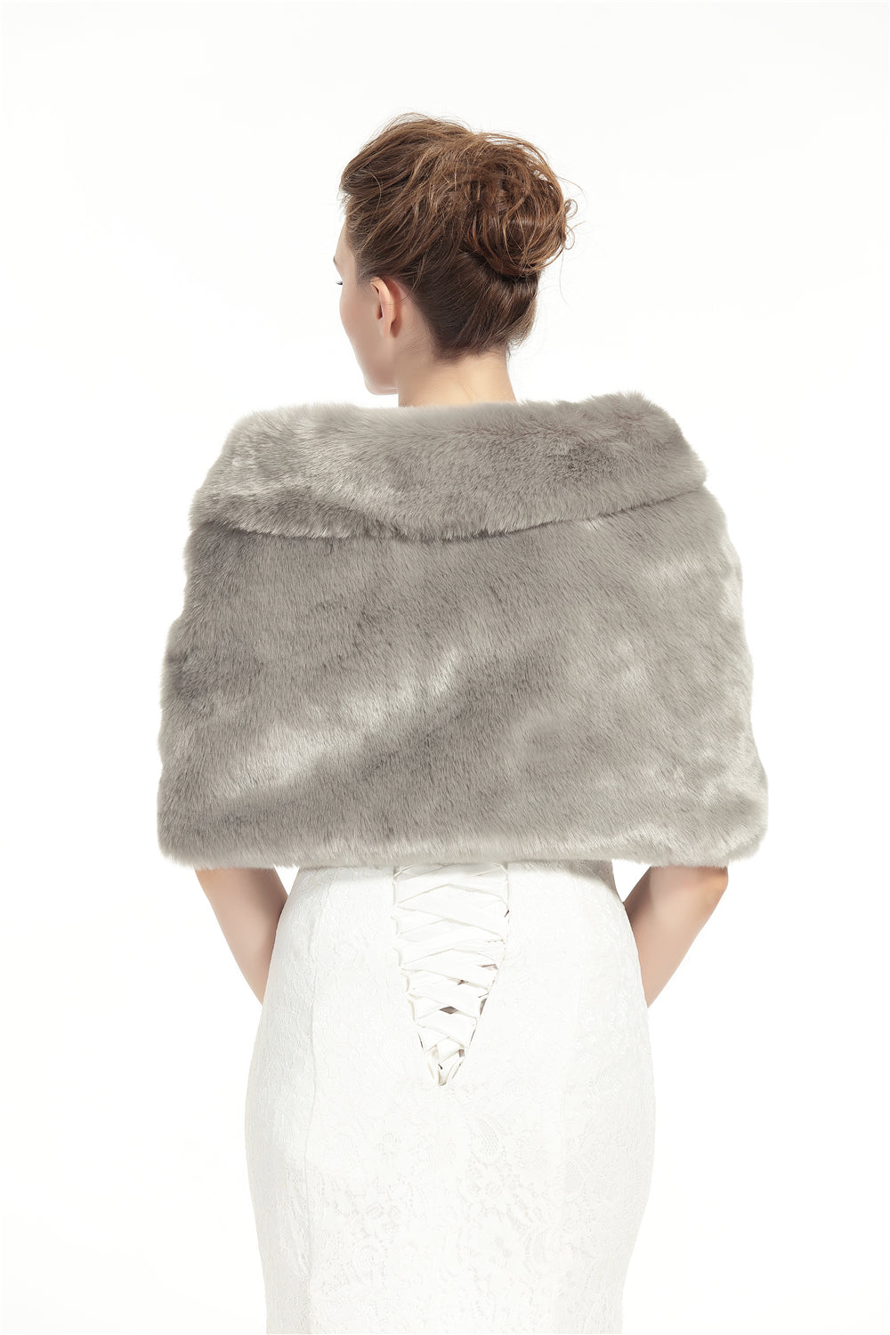 Faux Fur Shawl Wrap Stole Shrug Winter Bridal Wedding Cover Up Size L M-S33